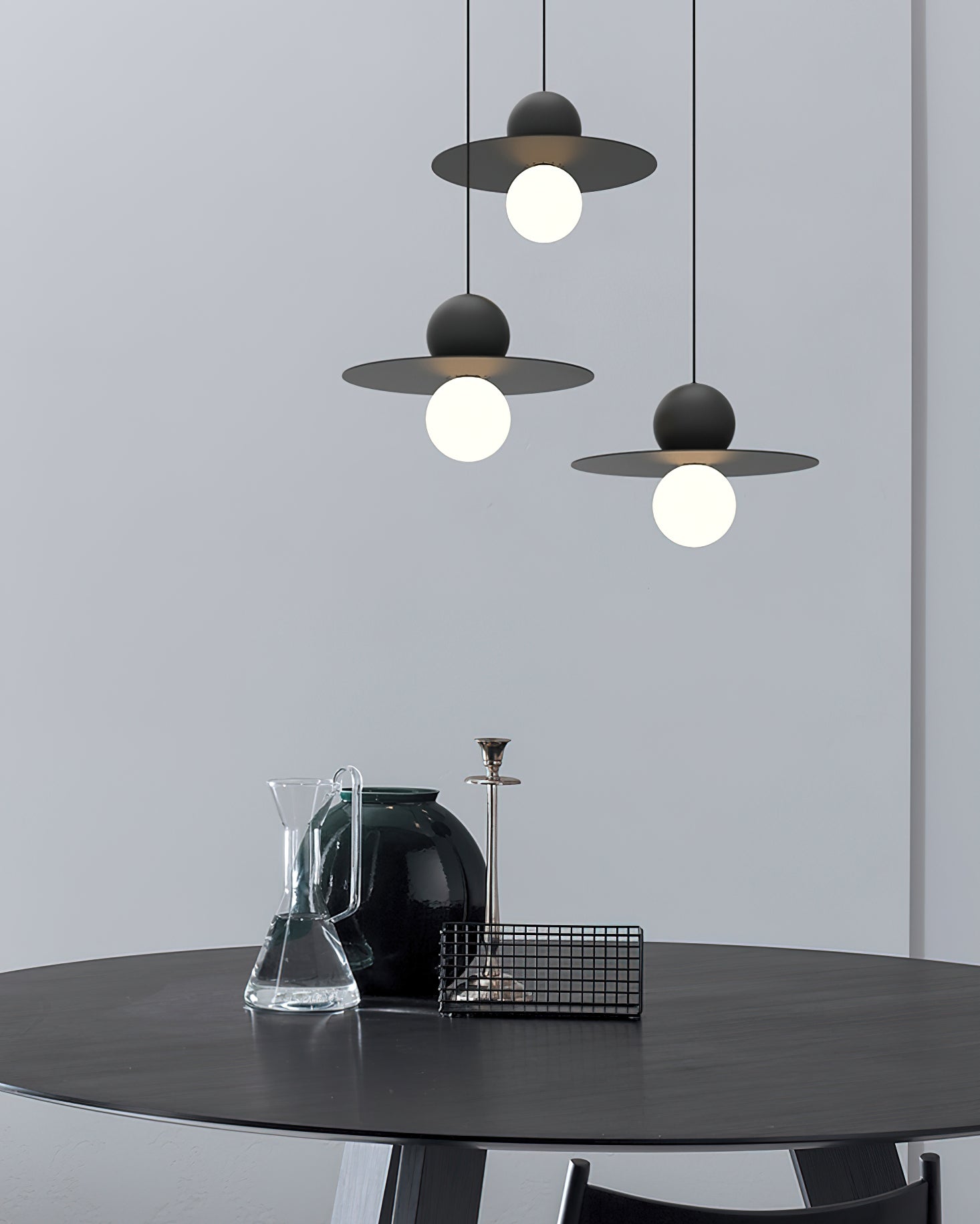Sky Pendelleuchte Glas Hut Schwarz Gold-Letslighting