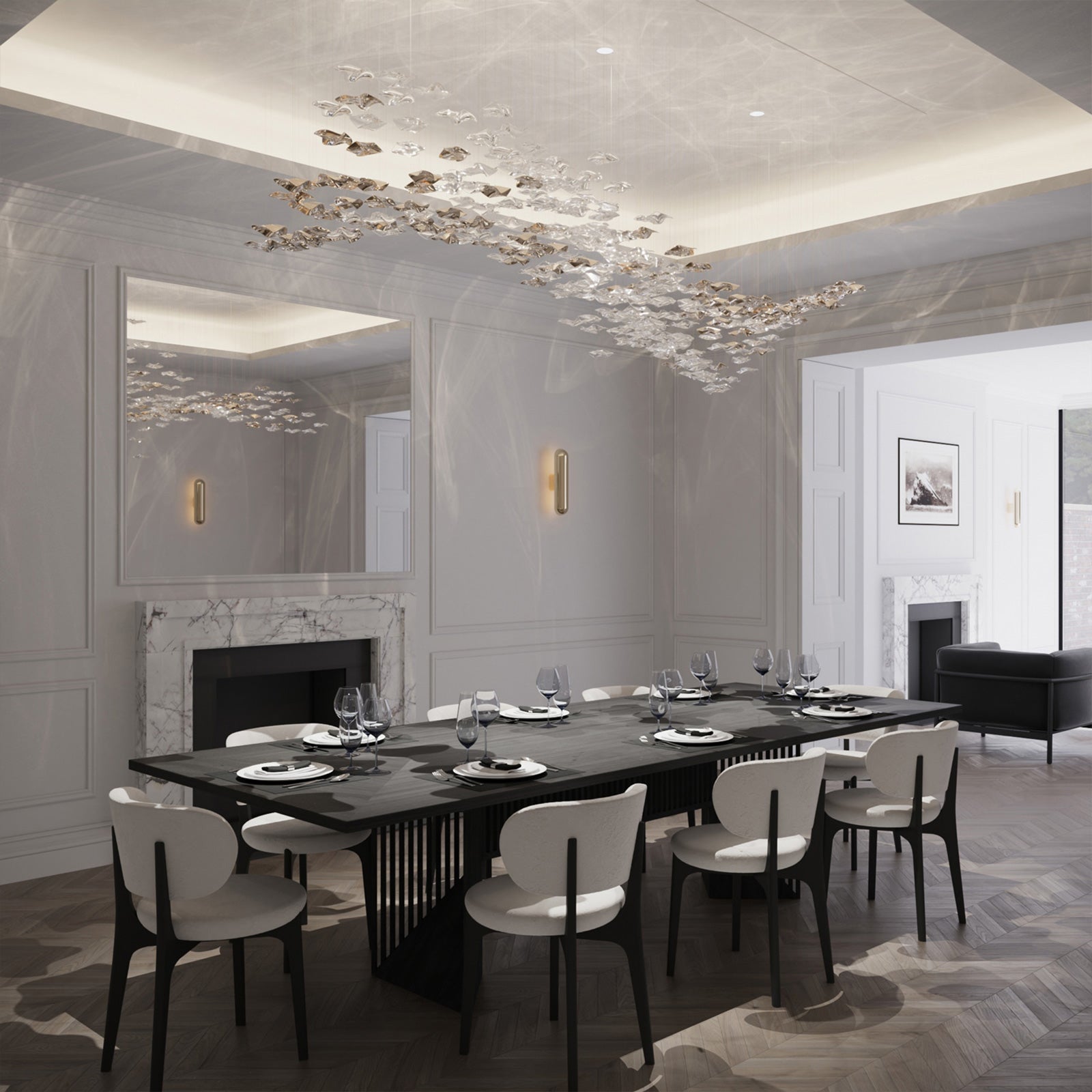 Cezorisra Luxuriöser linearer Kronleuchter aus Messing-Letslighting