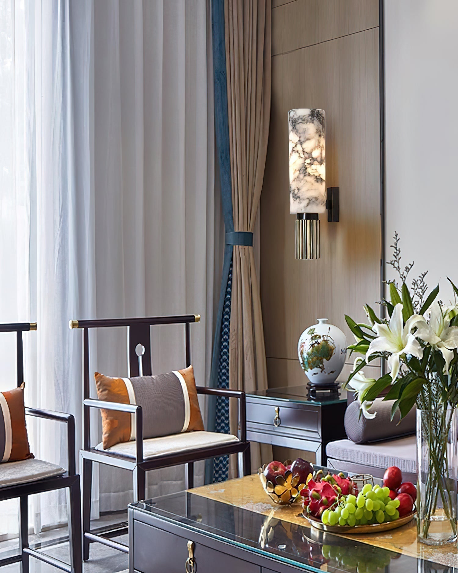 Olnoreth Modern Minimalist Metal Alabaster Wall Lamp - Letslighting