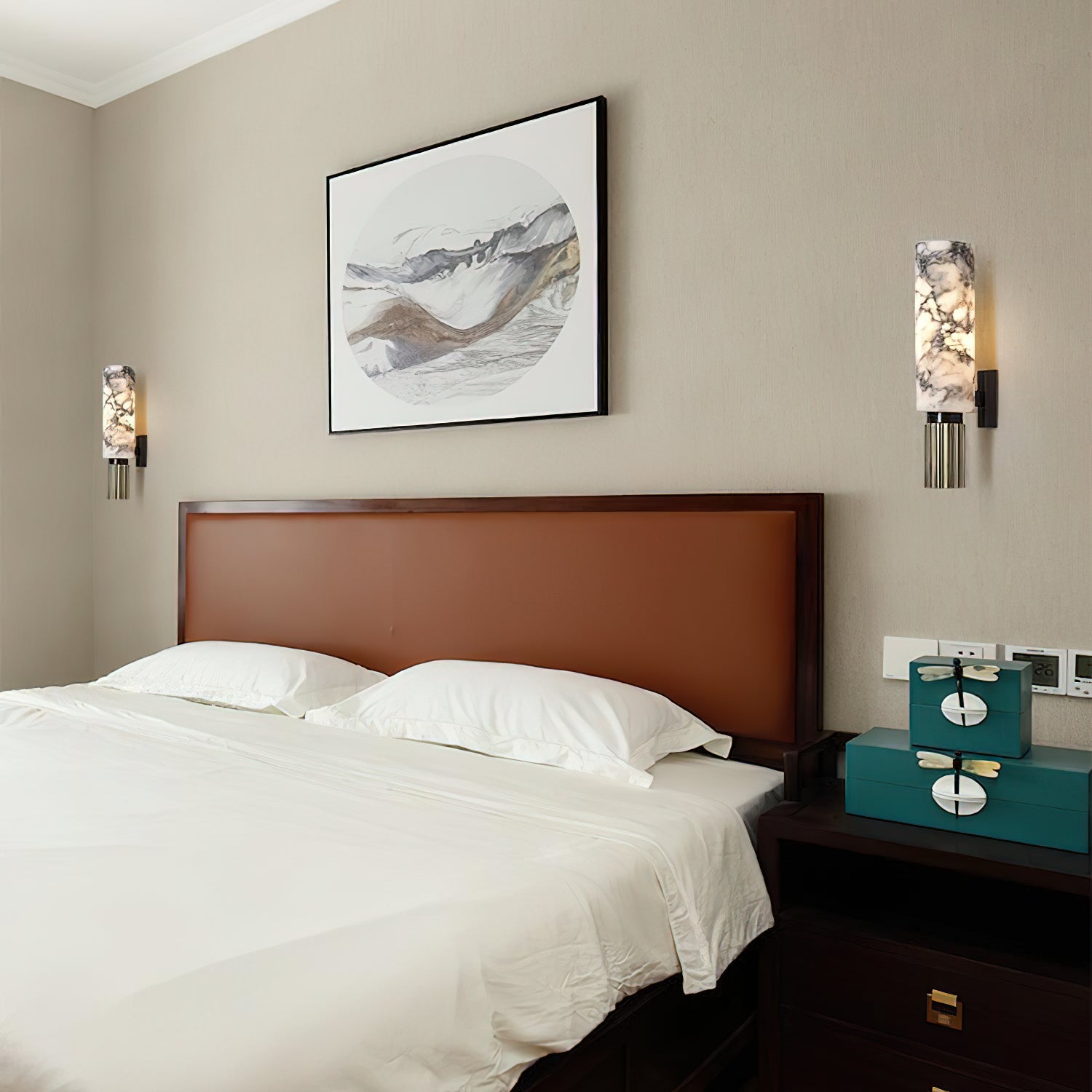 Olnoreth Modern Minimalist Metal Alabaster Wall Lamp - Letslighting