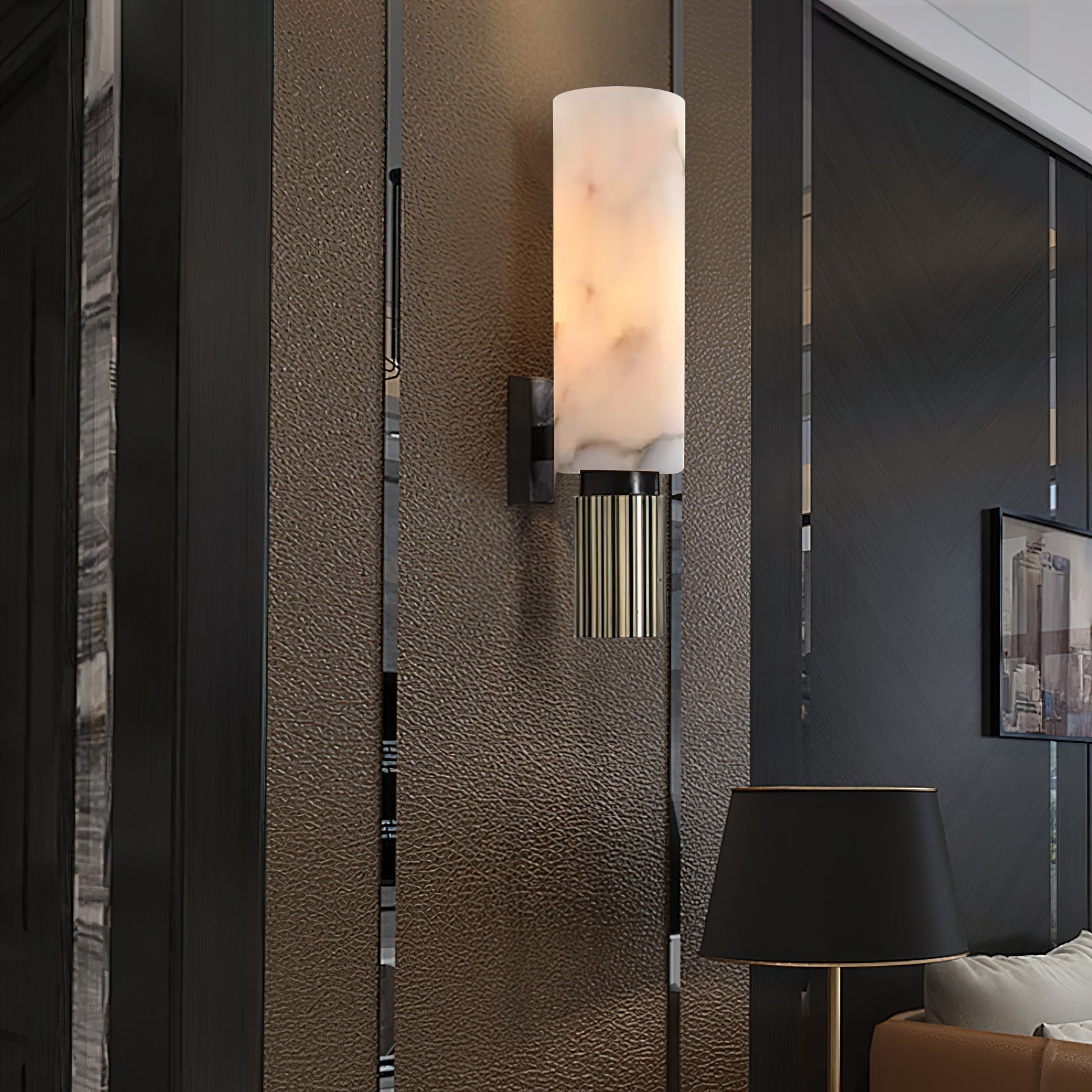 Olnoreth Modern Minimalist Metal Alabaster Wall Lamp - Letslighting