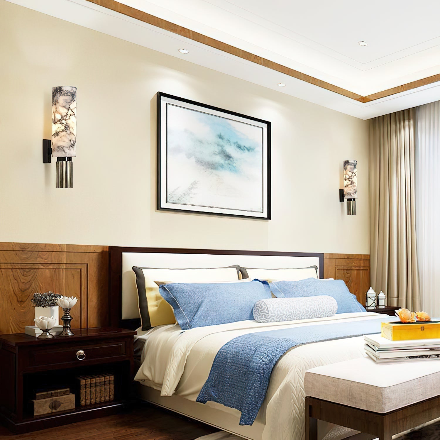 Olnoreth Modern Minimalist Metal Alabaster Wall Lamp - Letslighting