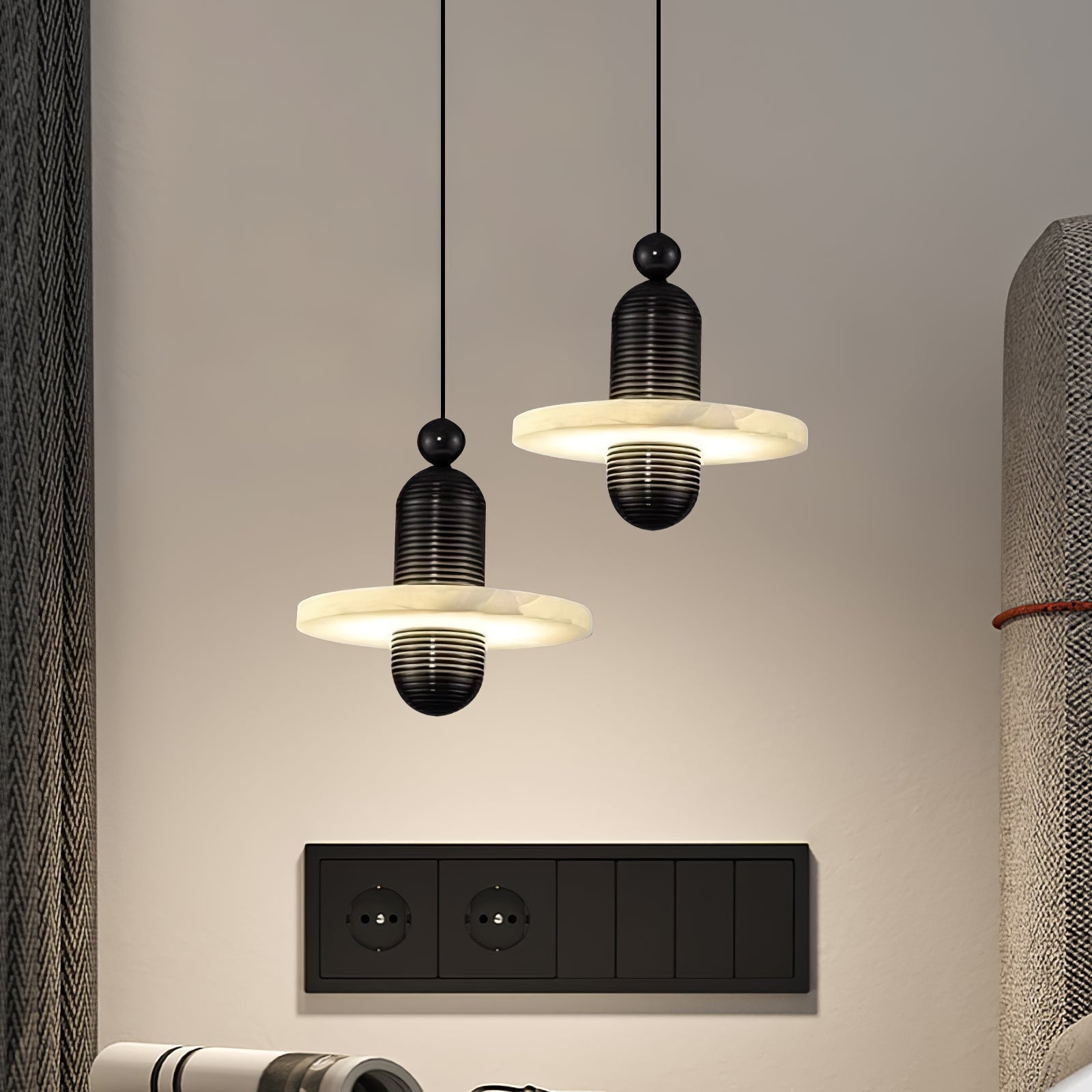 Orion Brushed Brass Alabaster Pendant Light - Blowlighting