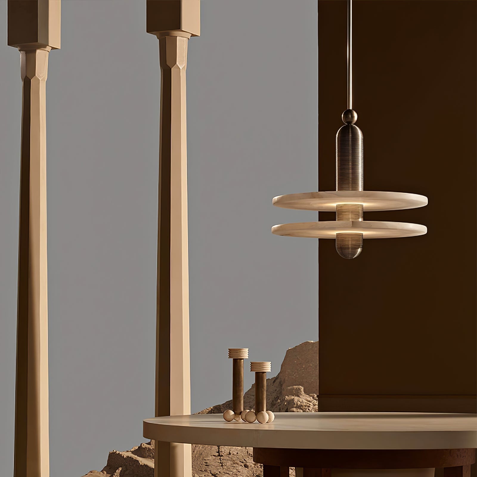 Orion Brushed Brass Alabaster Pendant Light - Blowlighting