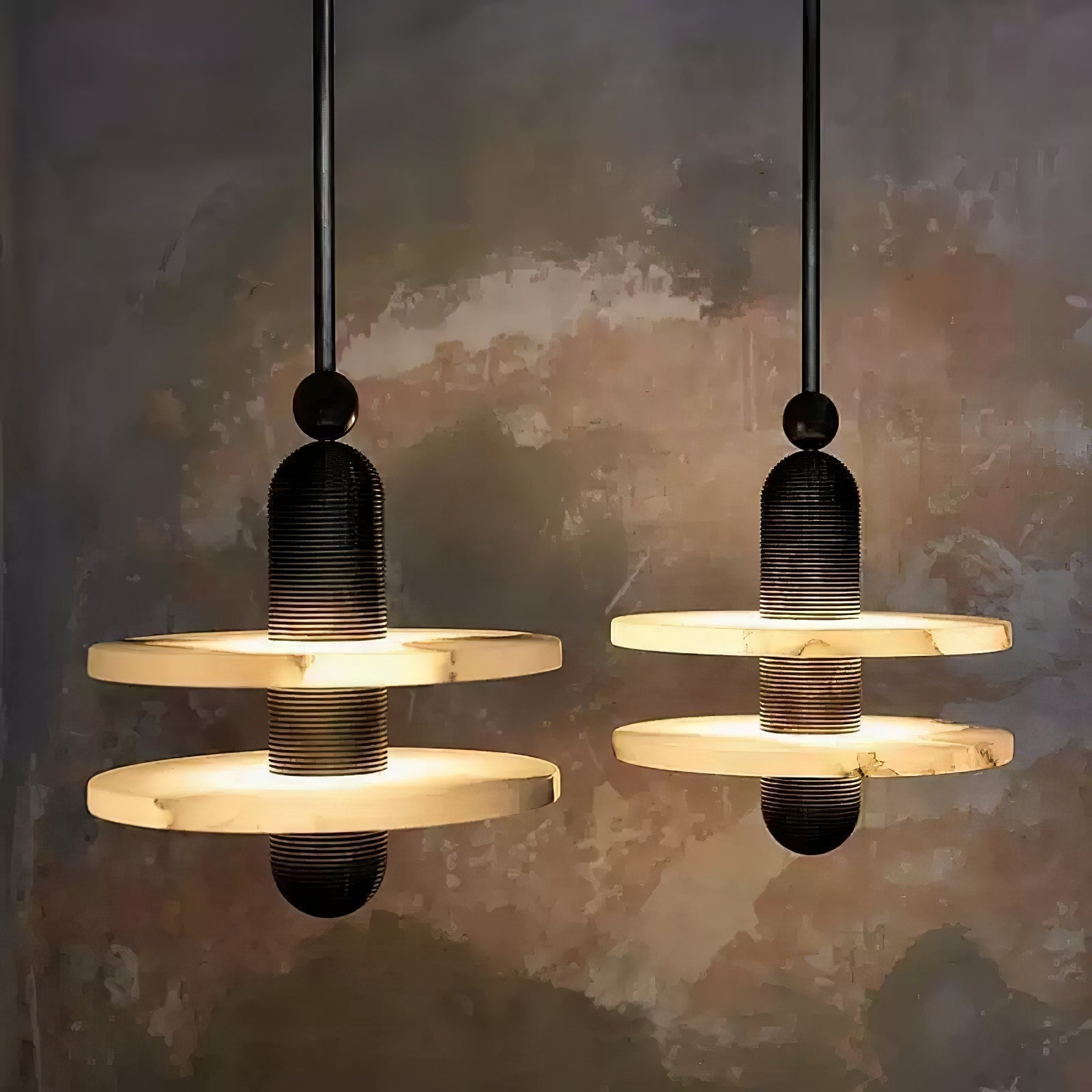 Orion Brushed Brass Alabaster Pendant Light - Blowlighting