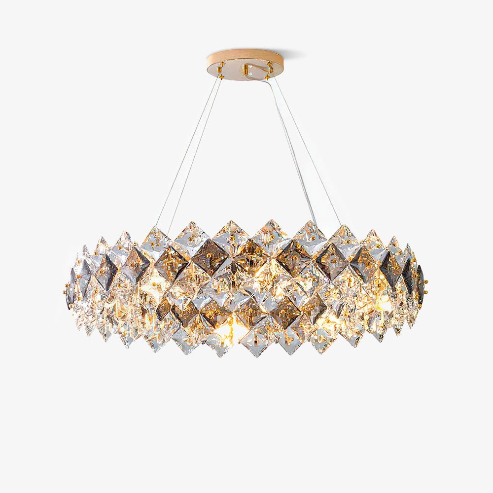 Lustra Kronleuchter Schuppen Kristall Rund mit Gold LED-Letslighting