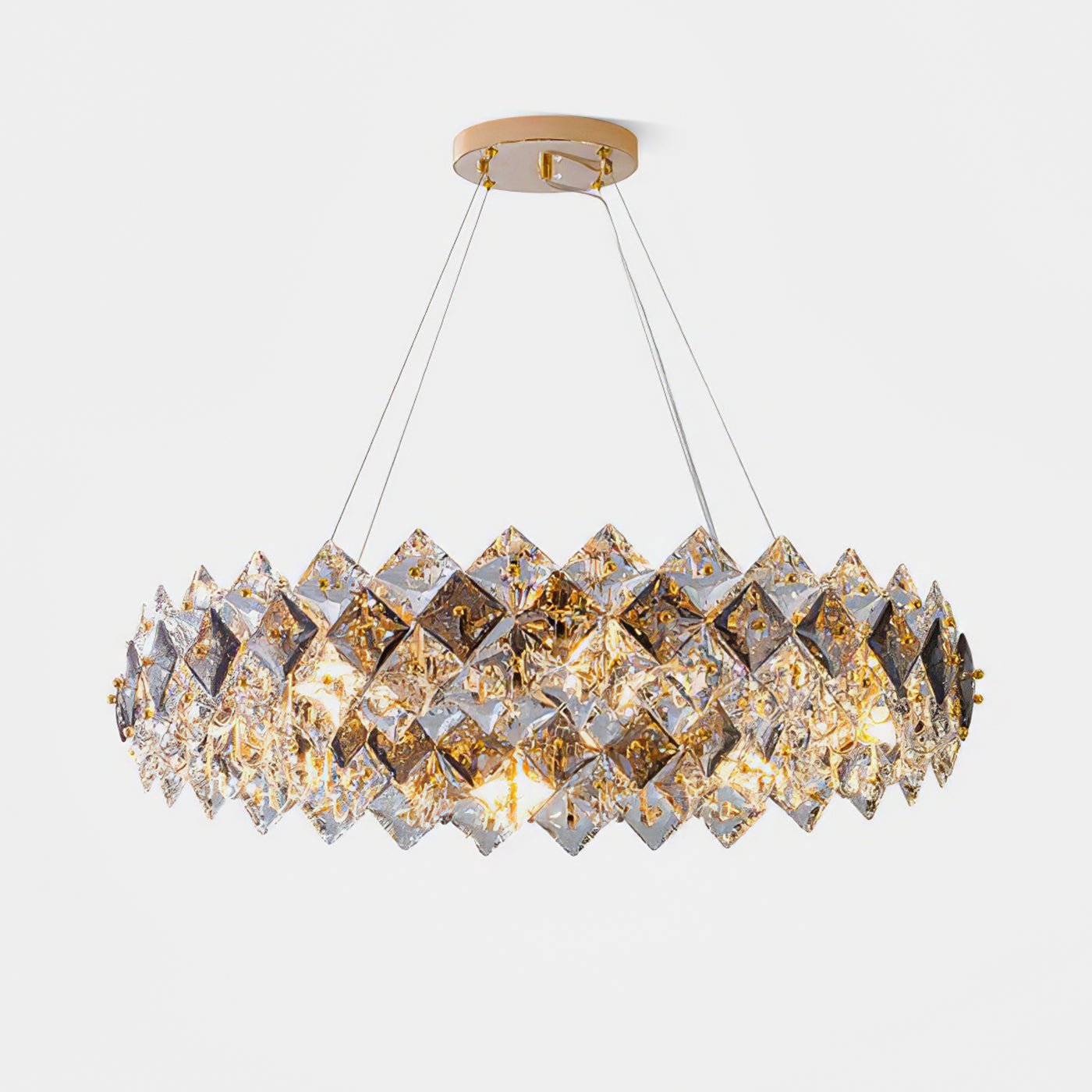 Lustra Kronleuchter Schuppen Kristall Rund mit Gold LED-Letslighting