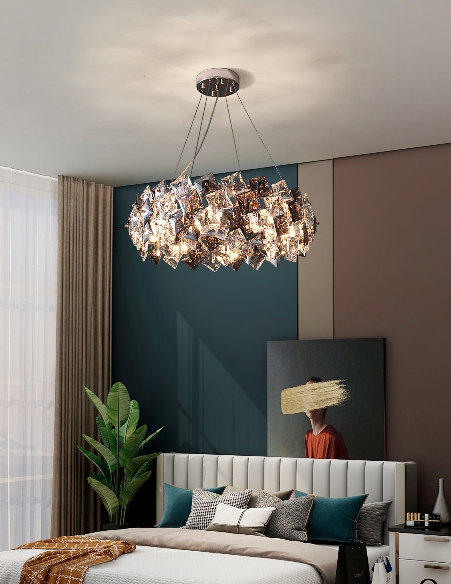 Lustra Kronleuchter Schuppen Kristall Rund mit Gold LED-Letslighting
