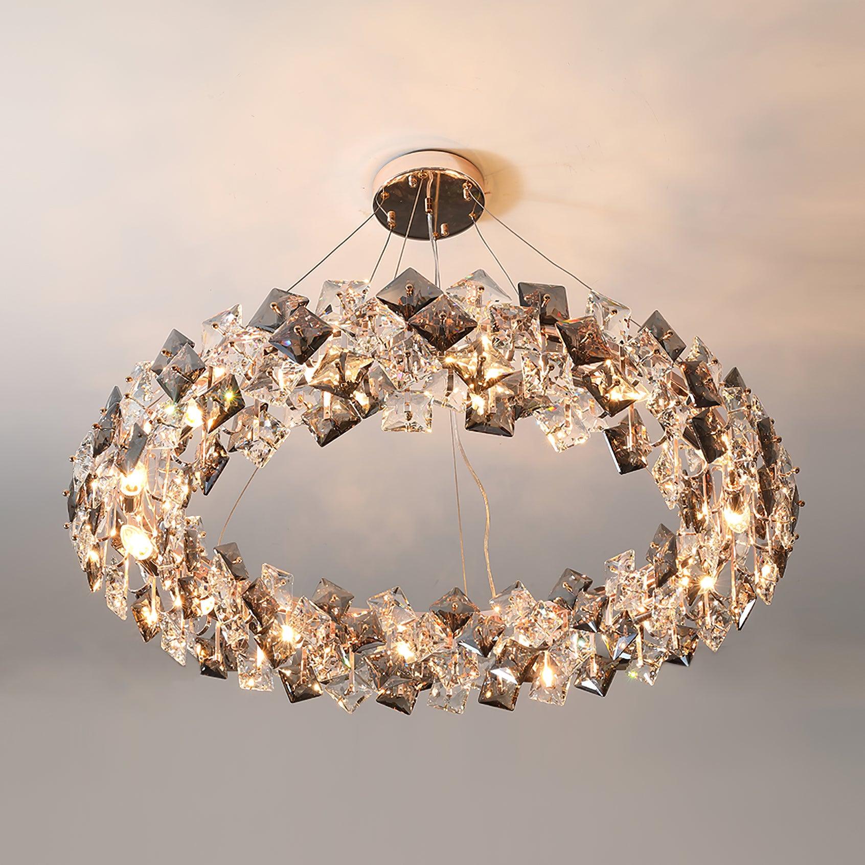 Lustra Kronleuchter Schuppen Kristall Rund mit Gold LED-Letslighting
