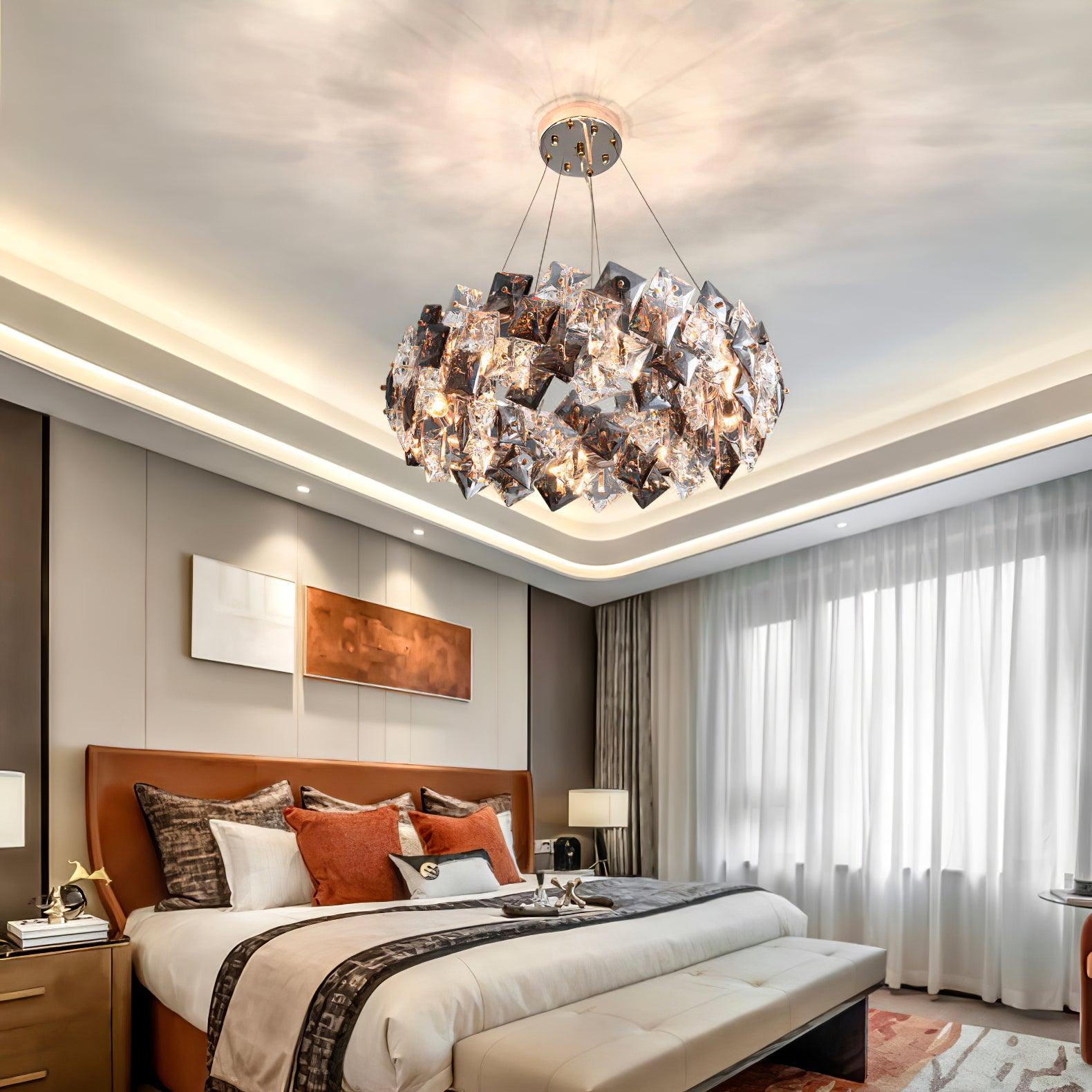 Lustra Kronleuchter Schuppen Kristall Rund mit Gold LED-Letslighting