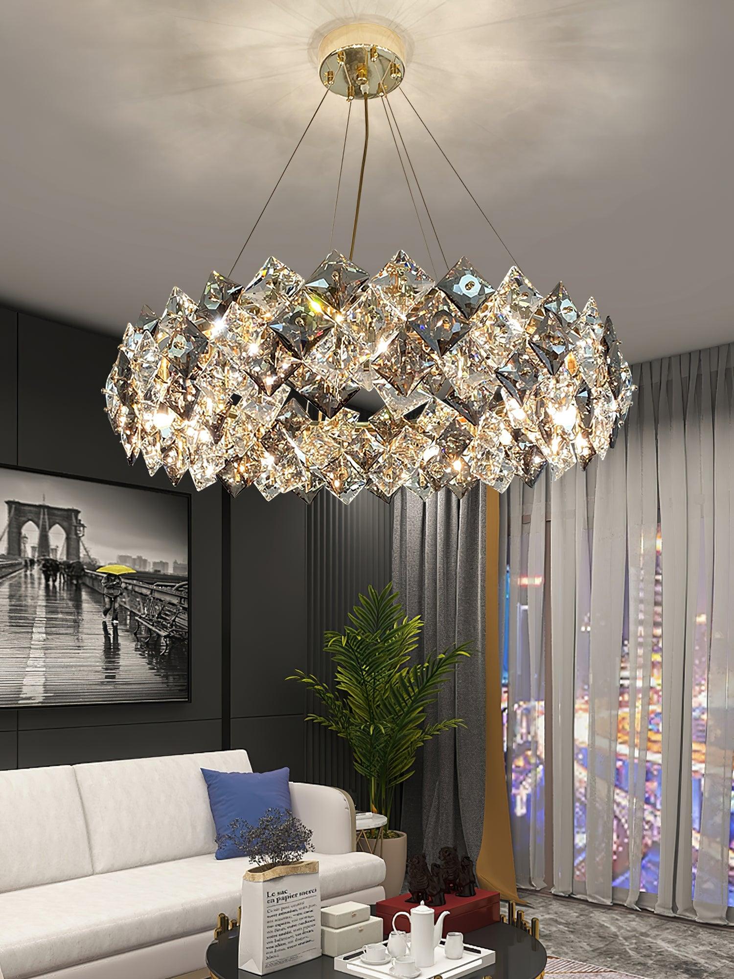 Lustra Kronleuchter Schuppen Kristall Rund mit Gold LED-Letslighting