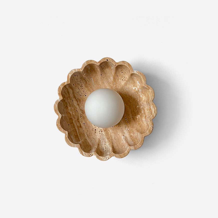 Ritta Wall Lamp Scalloped Travertine Shell - Letslighting