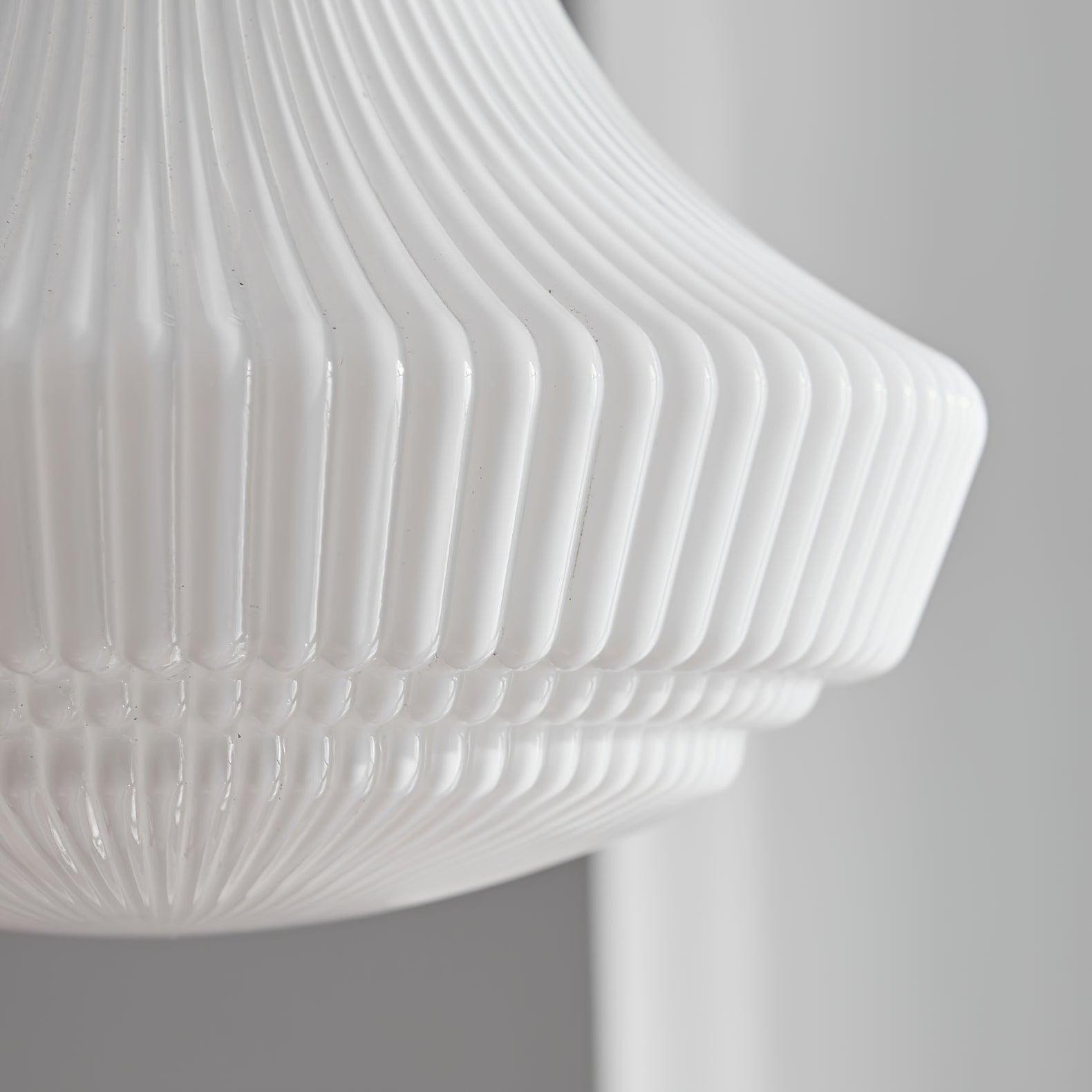 Solara Pendelleuchte Opalglas Rippen Glocke Messing Vintage-Letslighting