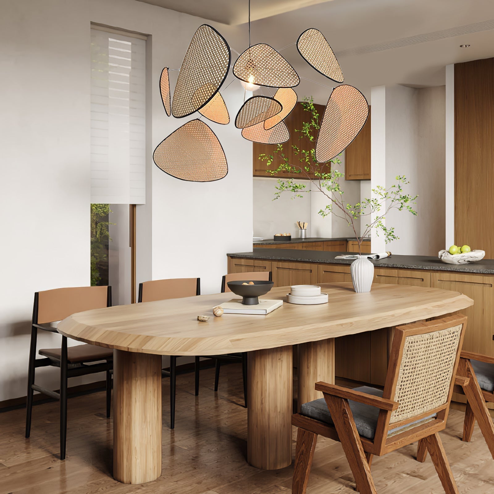 Lustra Kronleuchter Schirm Cannage Suspension Retro-Letslighting