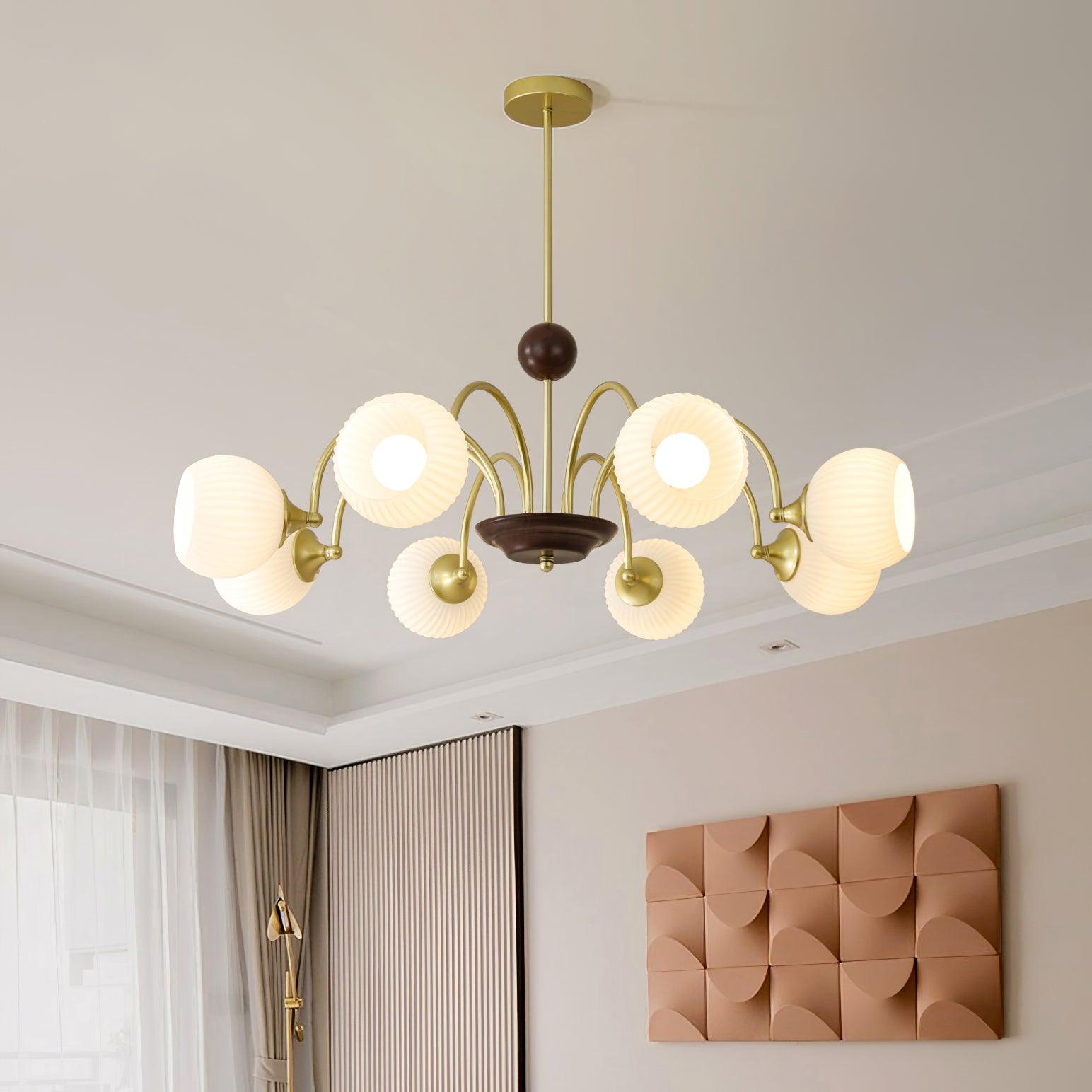 Lustra Kronleuchter Skulptural Glas Rippen mit Eisen-Letslighting