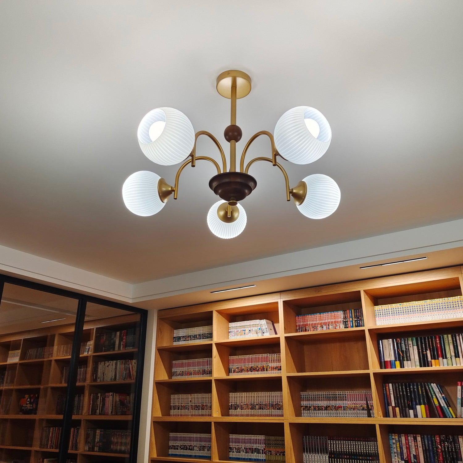Lustra Kronleuchter Skulptural Glas Rippen mit Eisen-Letslighting