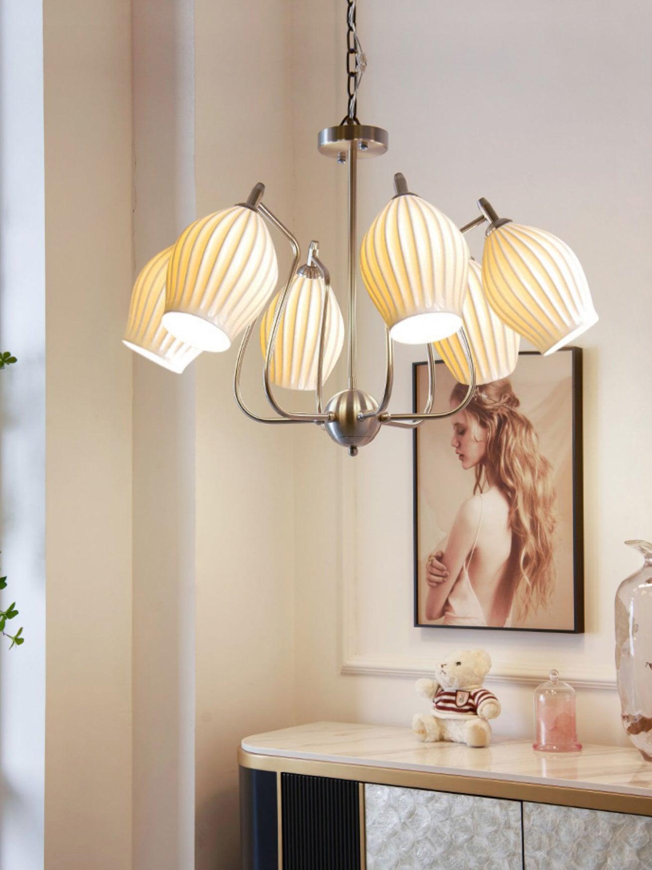 Lustra Keramik-Lüster Rippen Struktur Glas Elegant-Letslighting