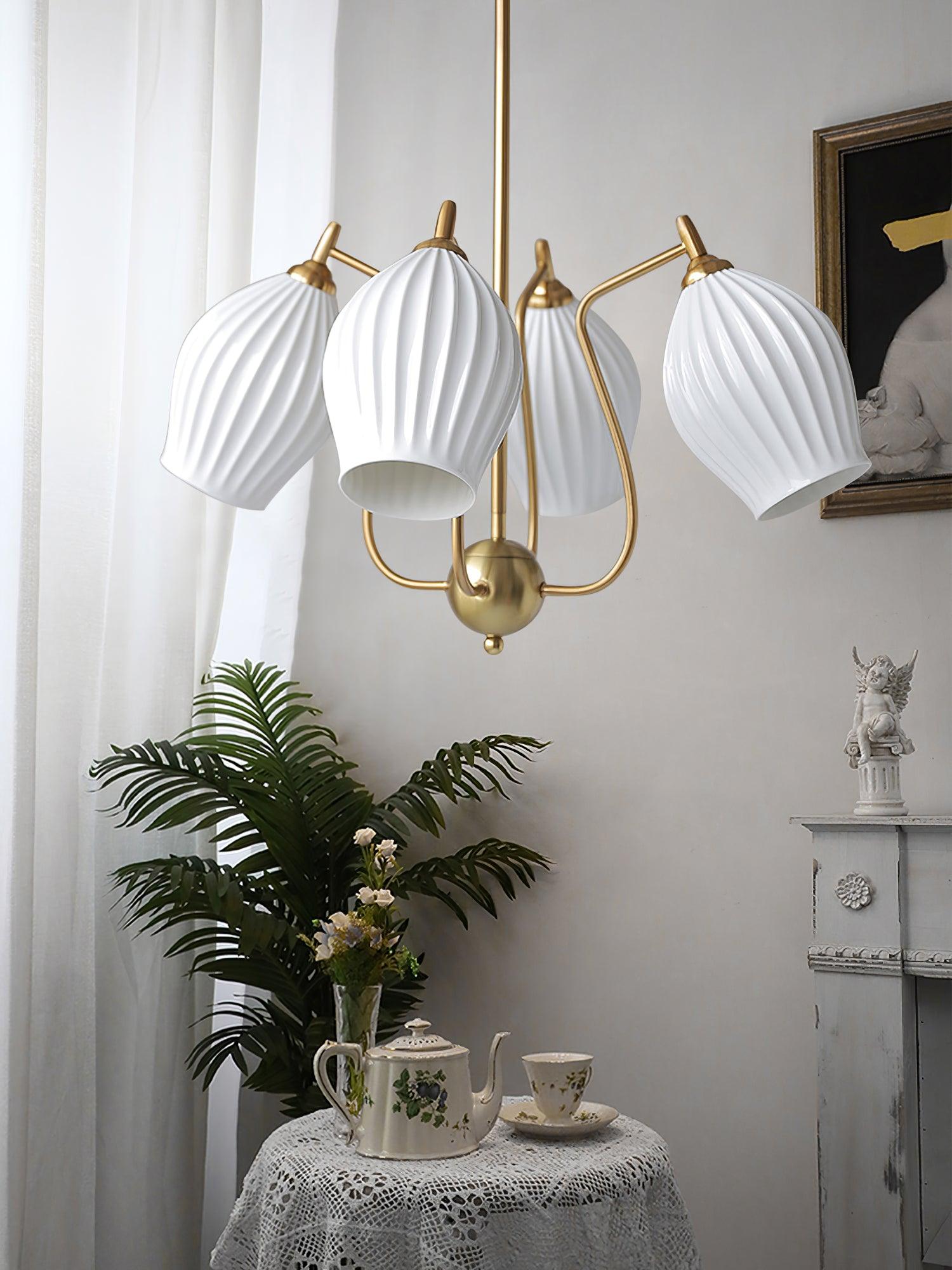 Lustra Keramik-Lüster Rippen Struktur Glas Elegant-Letslighting