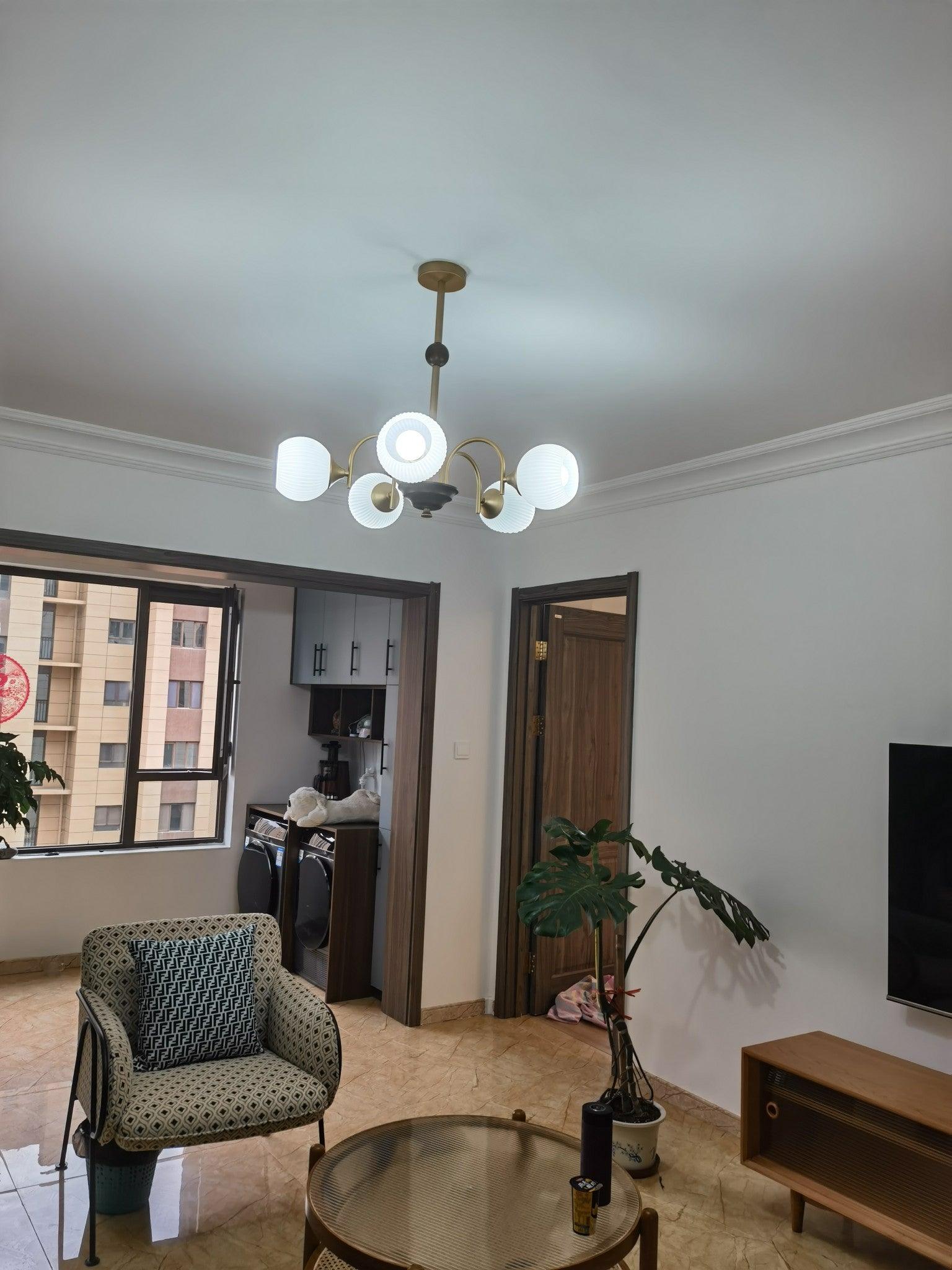 Lustra Kronleuchter Skulptural Glas Rippen mit Eisen-Letslighting