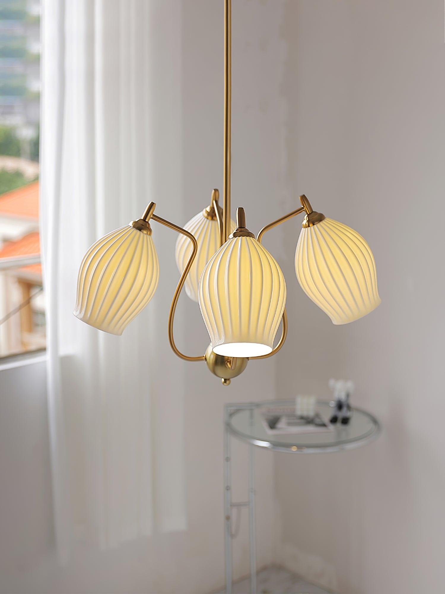 Lustra Keramik-Lüster Rippen Struktur Glas Elegant-Letslighting