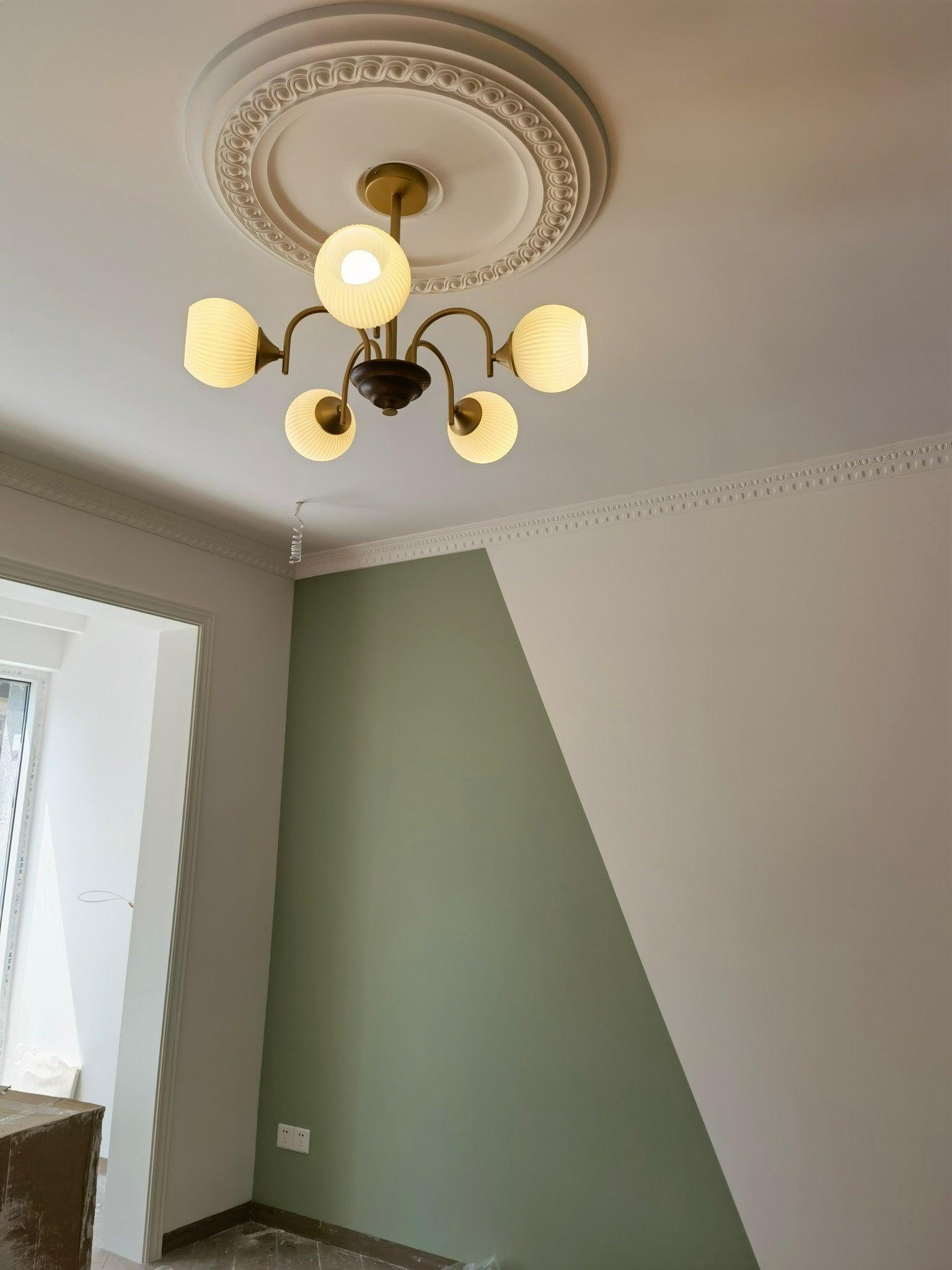 Lustra Kronleuchter Skulptural Glas Rippen mit Eisen-Letslighting