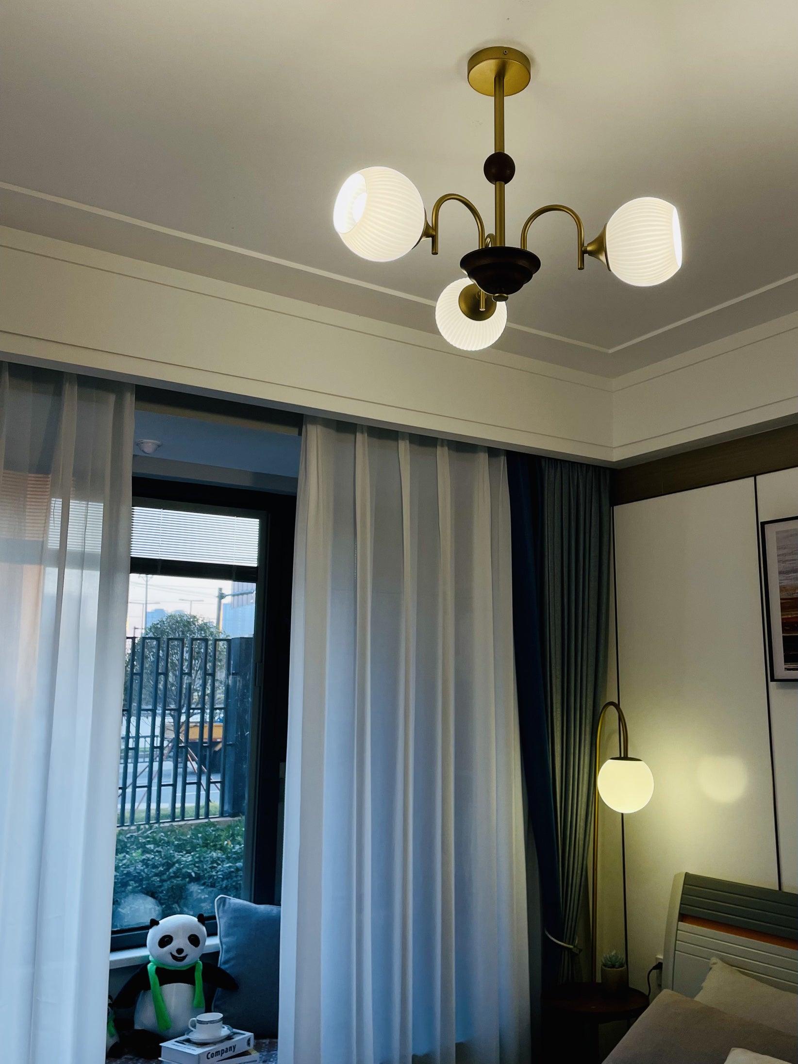 Lustra Kronleuchter Skulptural Glas Rippen mit Eisen-Letslighting