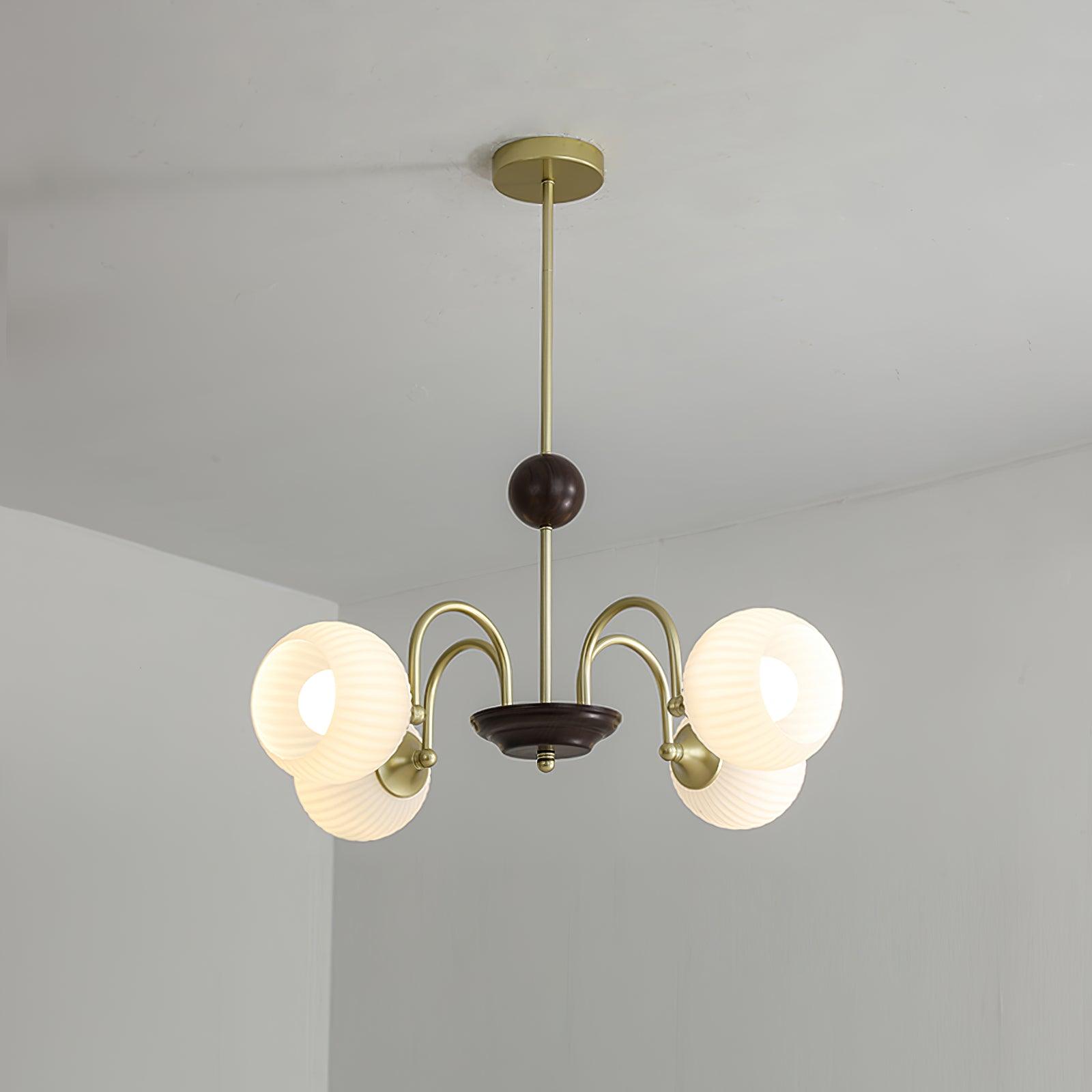 Lustra Kronleuchter Skulptural Glas Rippen mit Eisen-Letslighting