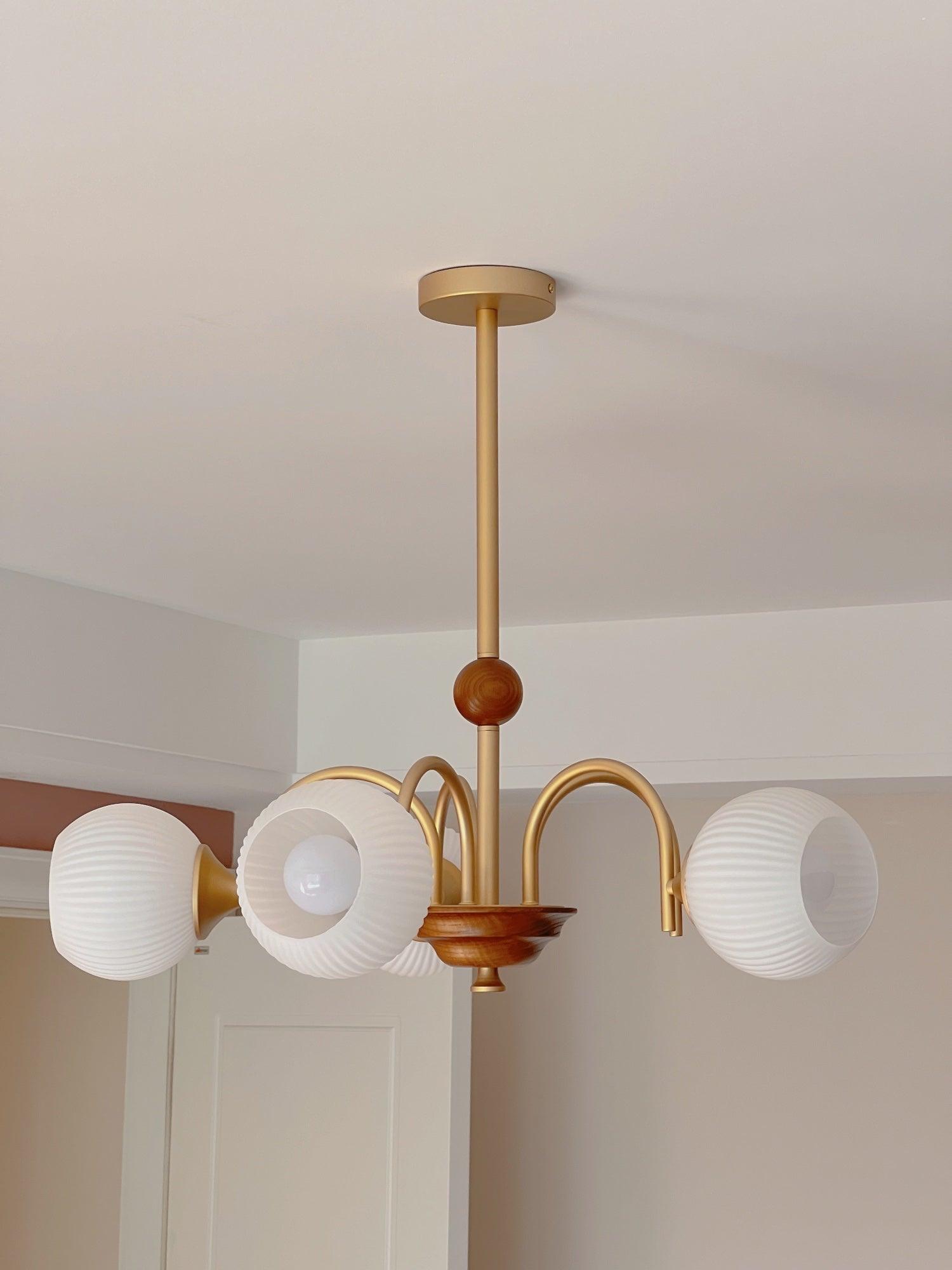 Lustra Kronleuchter Skulptural Glas Rippen mit Eisen-Letslighting