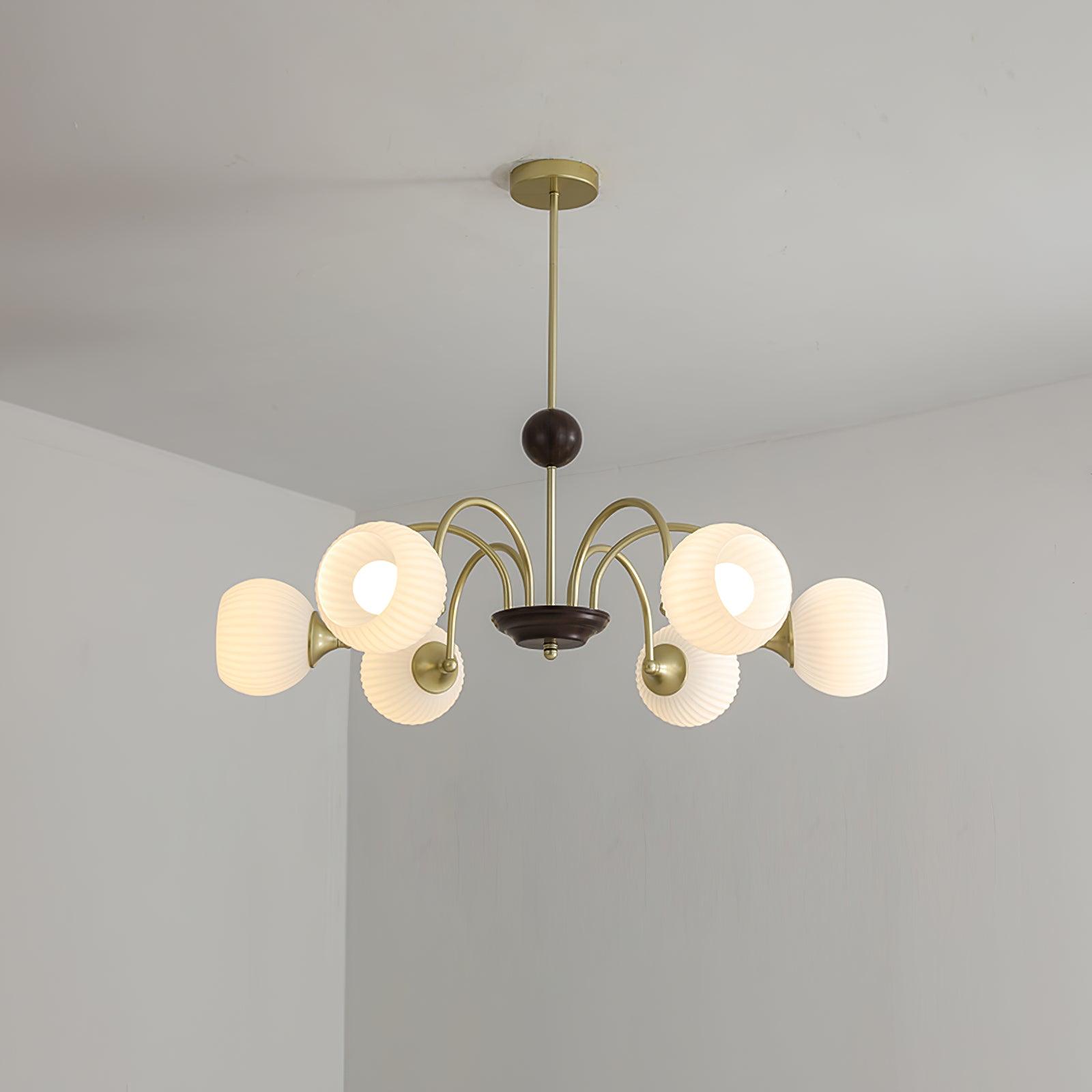 Lustra Kronleuchter Skulptural Glas Rippen mit Eisen-Letslighting