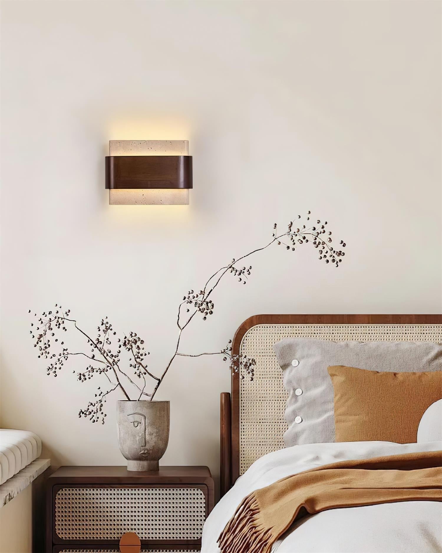 Ritta Travertine Wall Lamp Wood-finish Arc - Letslighting