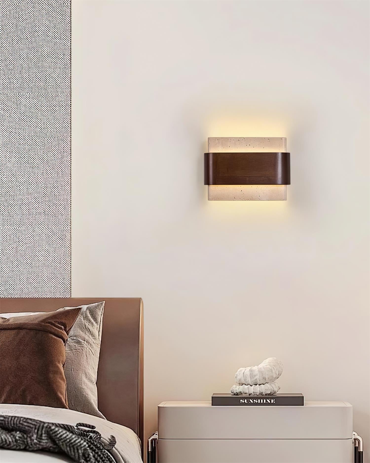 Ritta Travertine Wall Lamp Wood-finish Arc - Letslighting