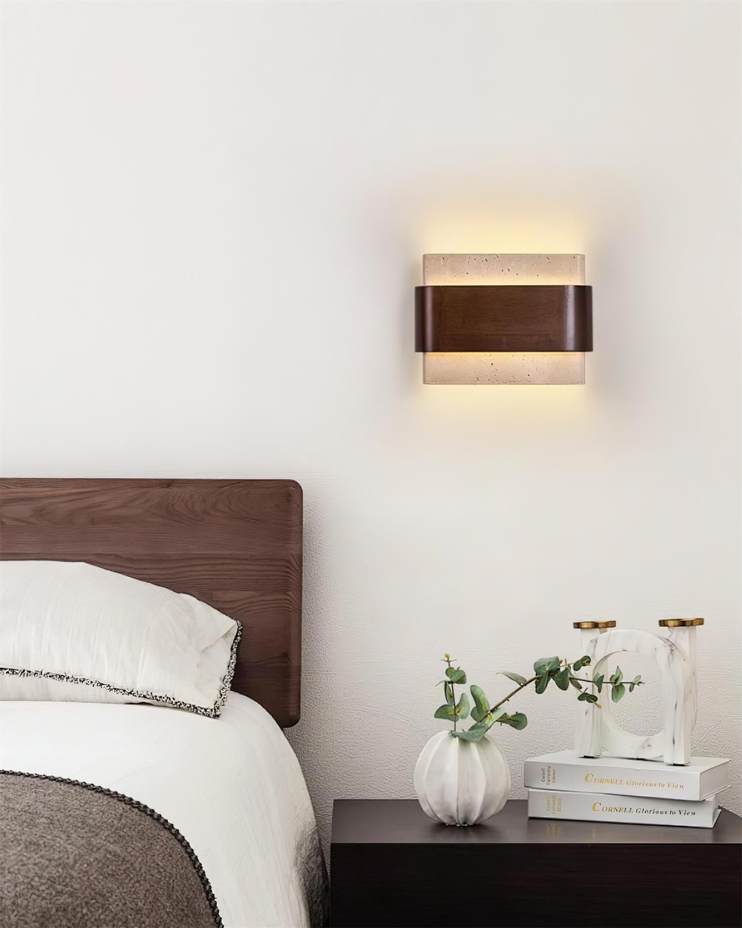 Ritta Travertine Wall Lamp Wood-finish Arc - Letslighting