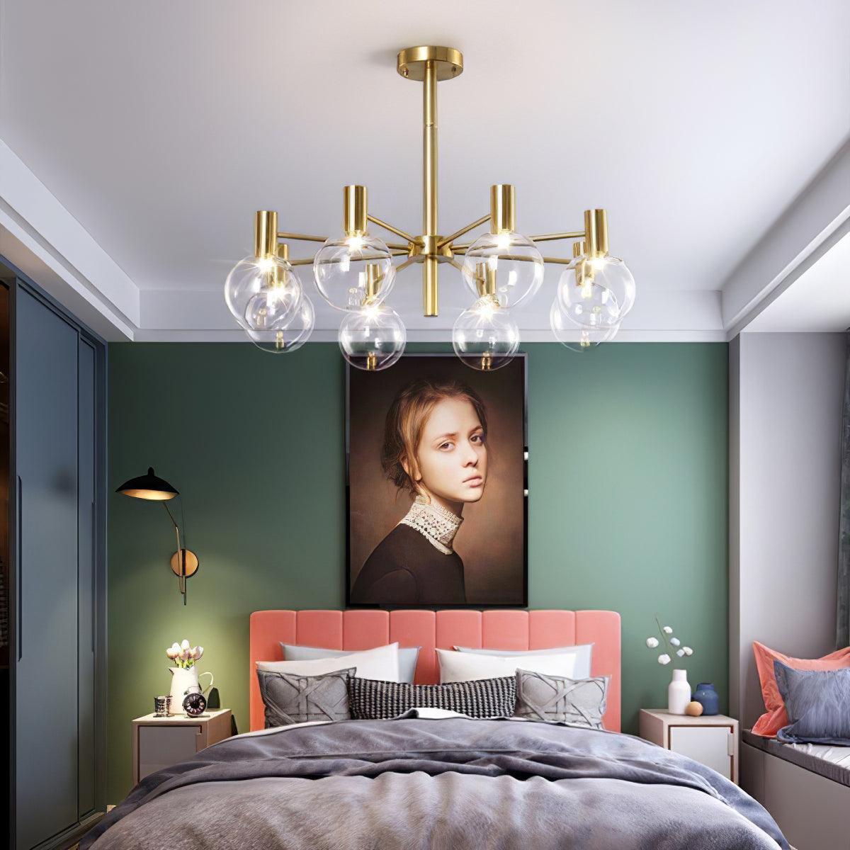 Lustra Kronleuchter Globus Glas Goldrahmen Modern-Letslighting