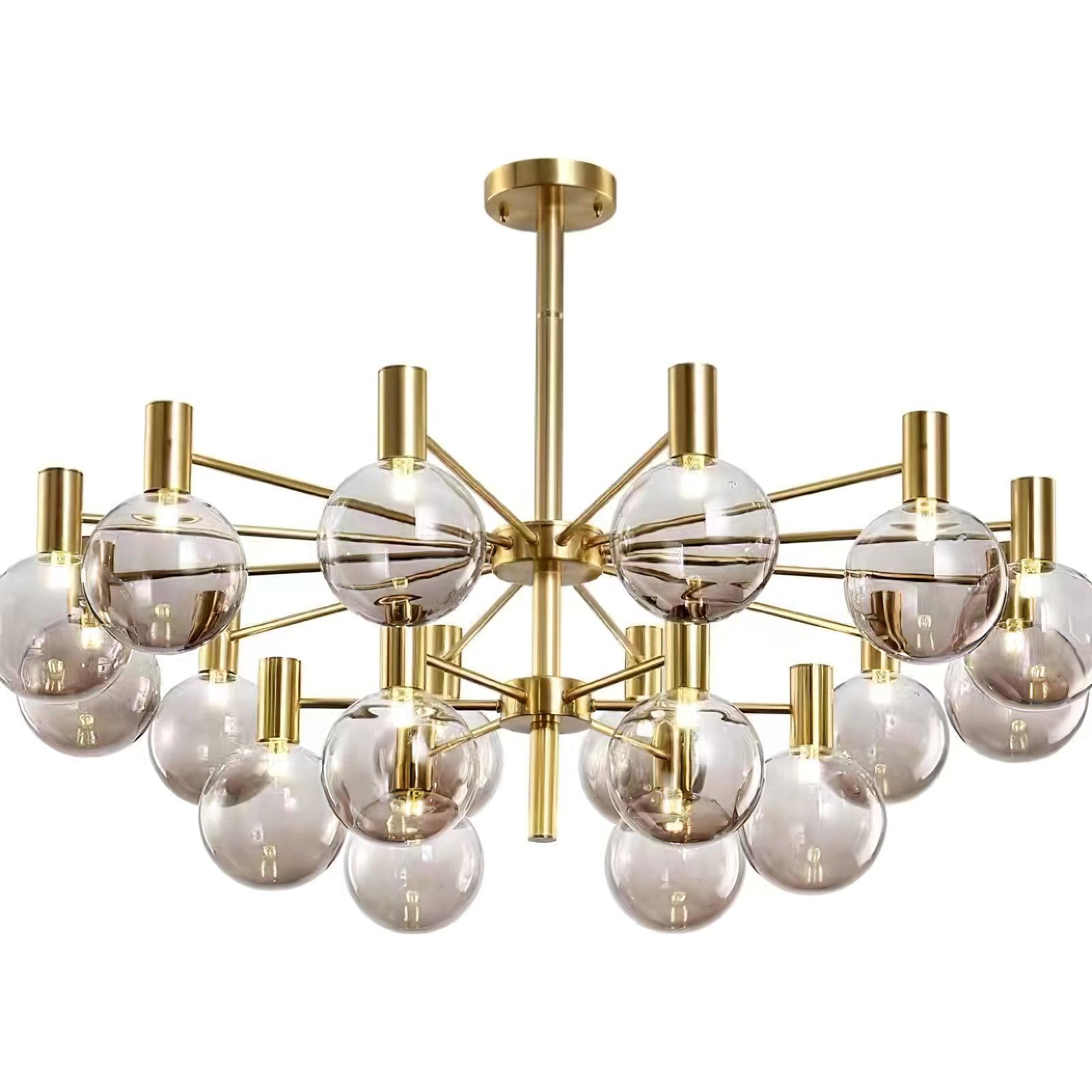 Lustra Kronleuchter Globus Glas Goldrahmen Modern-Letslighting