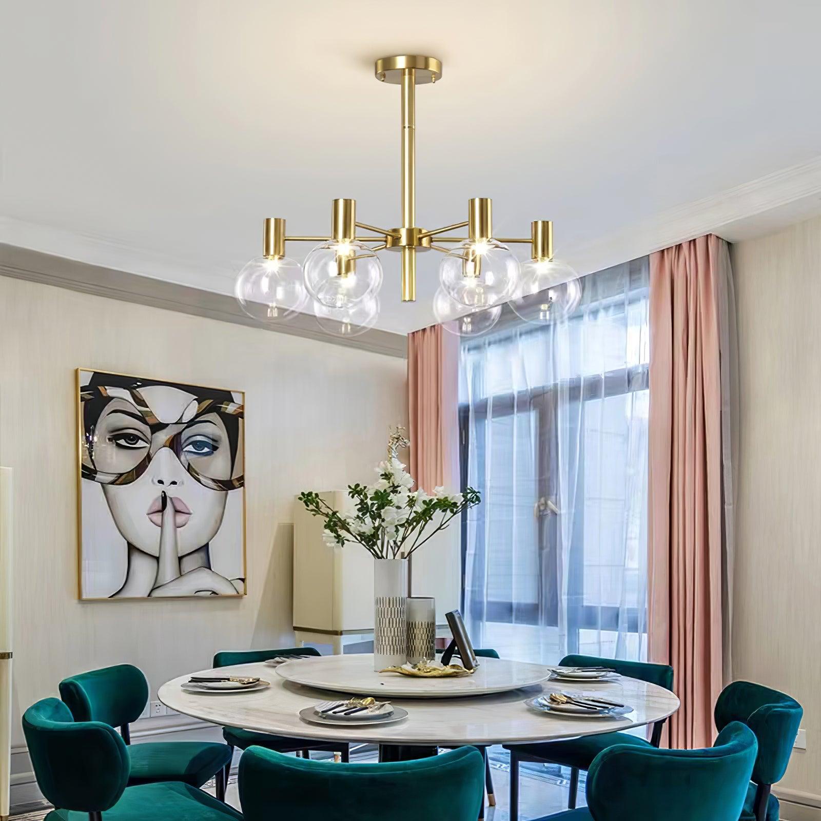 Lustra Kronleuchter Globus Glas Goldrahmen Modern-Letslighting
