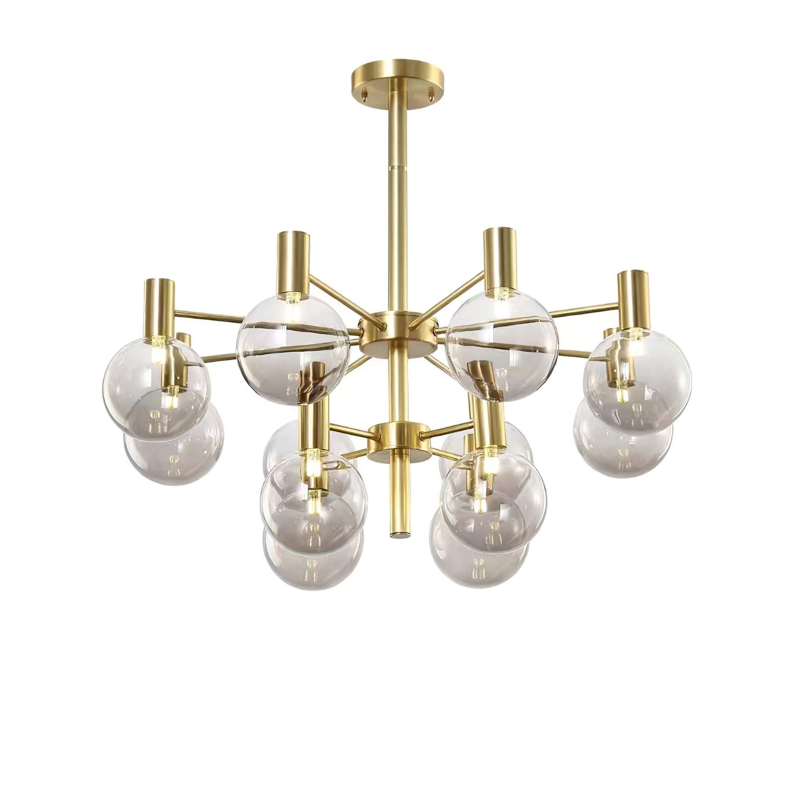 Lustra Kronleuchter Globus Glas Goldrahmen Modern-Letslighting