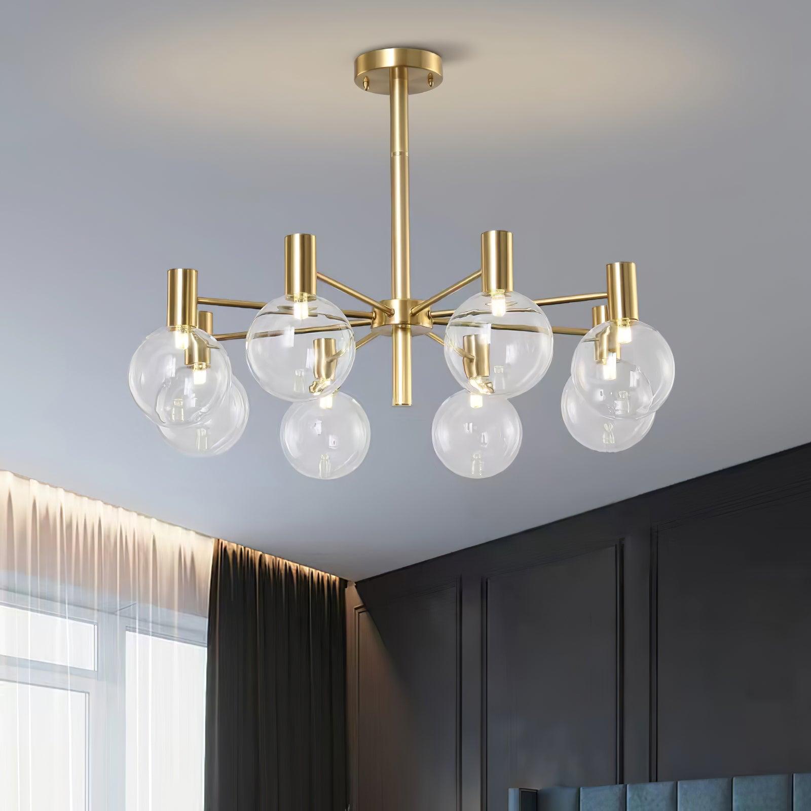 Lustra Kronleuchter Globus Glas Goldrahmen Modern-Letslighting