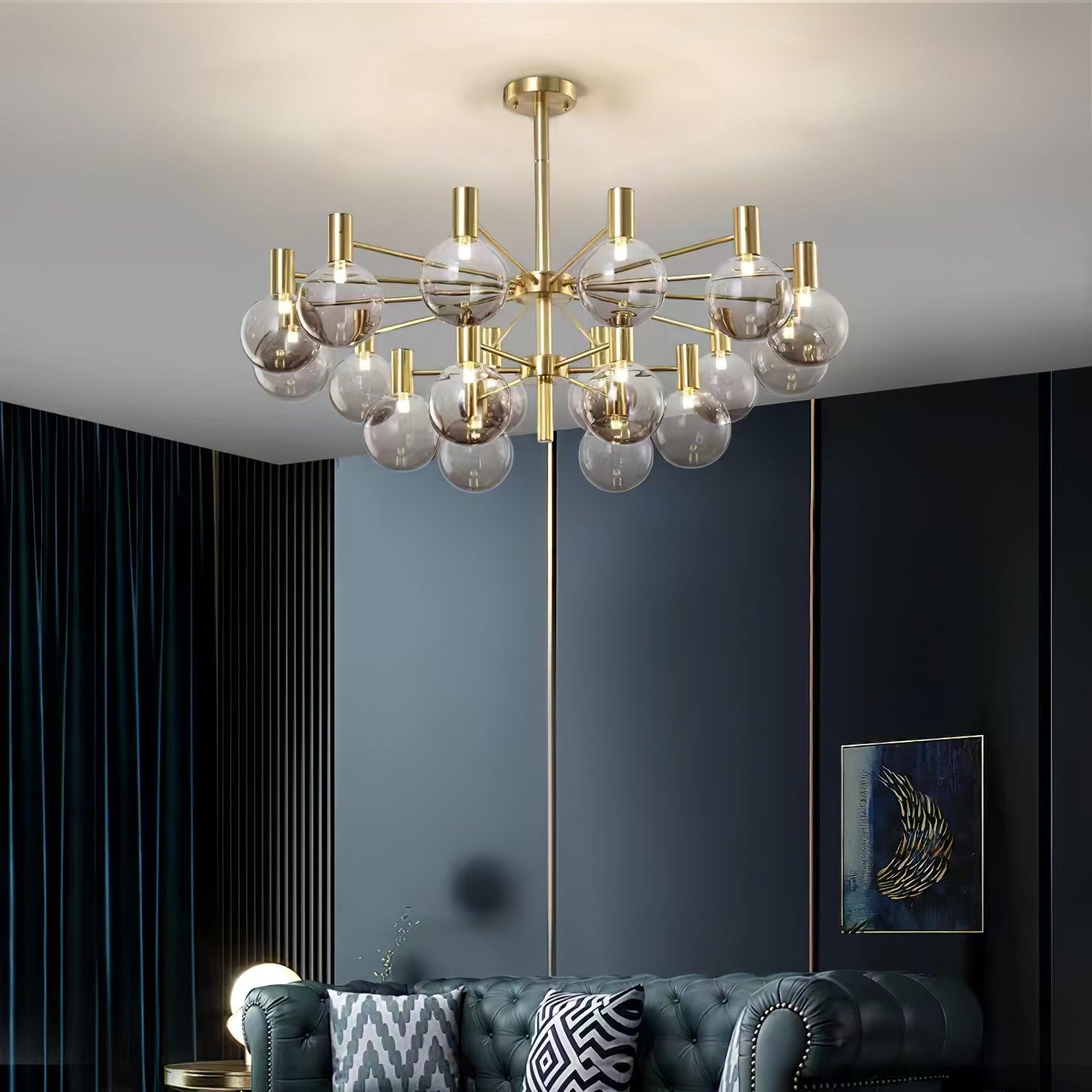 Lustra Kronleuchter Globus Glas Goldrahmen Modern-Letslighting