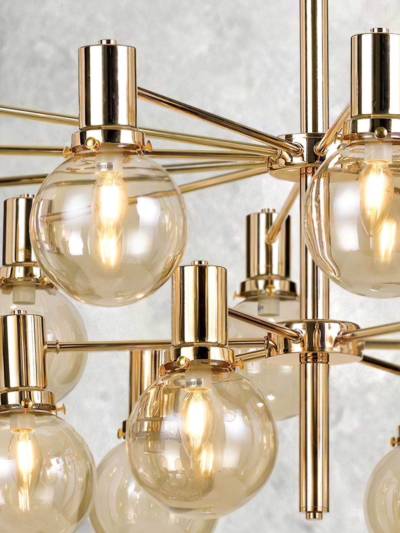 Lustra Kronleuchter Globus Glas Goldrahmen Modern-Letslighting