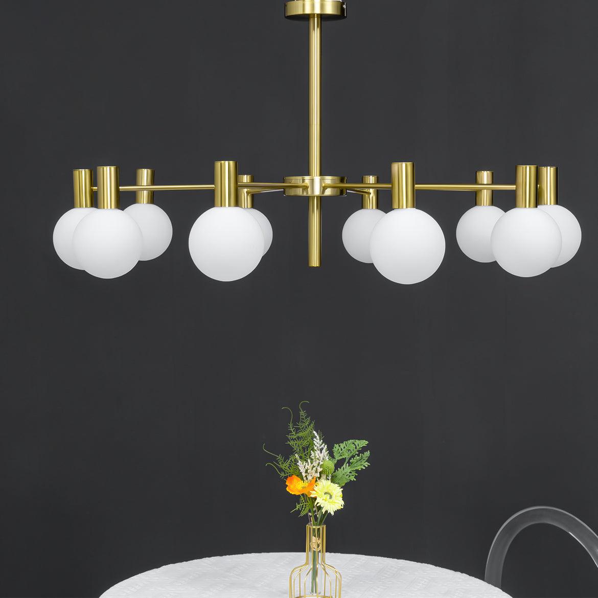 Lustra Kronleuchter Globus Glas Goldrahmen Modern-Letslighting