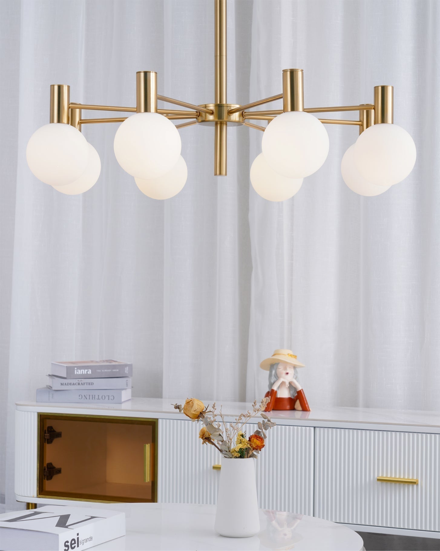 Lustra Kronleuchter Globus Glas Goldrahmen Modern-Letslighting
