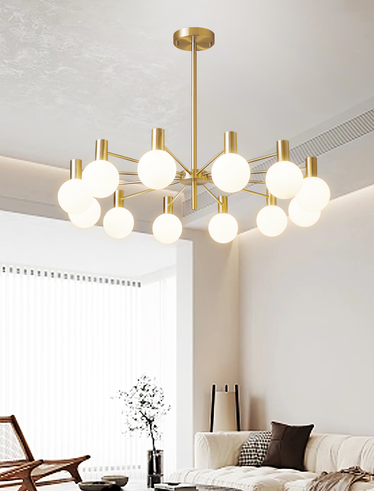 Lustra Kronleuchter Globus Glas Goldrahmen Modern-Letslighting