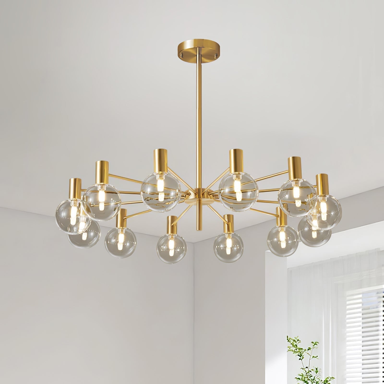 Lustra Kronleuchter Globus Glas Goldrahmen Modern-Letslighting