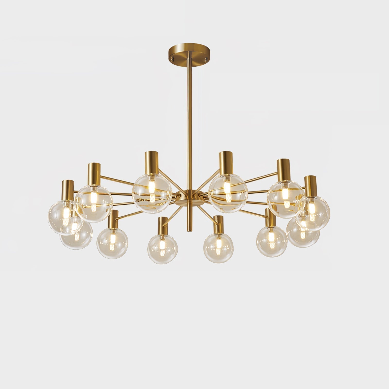 Lustra Kronleuchter Globus Glas Goldrahmen Modern-Letslighting