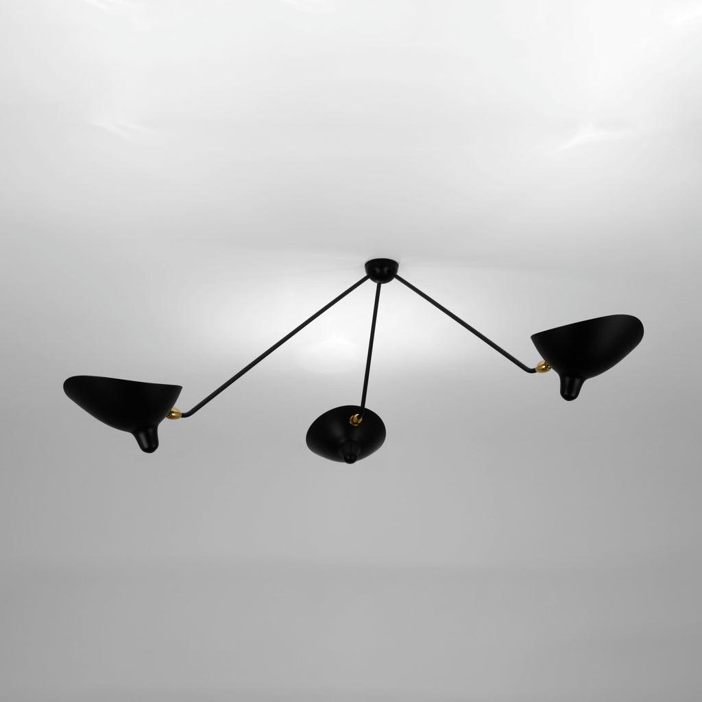 Solara Deckenleuchte dreiarmig schwarz skulptural-Letslighting
