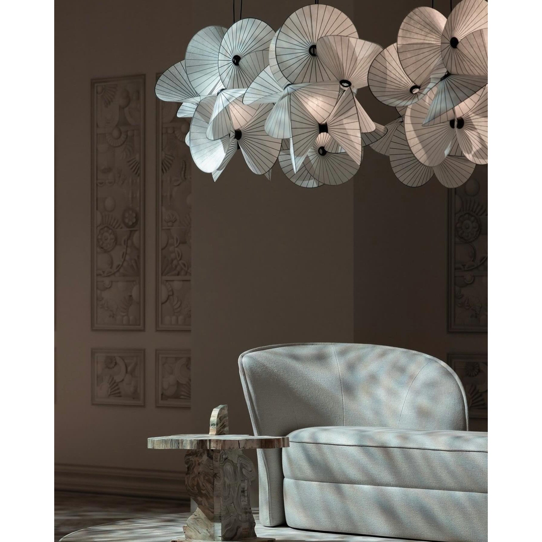 Zerinarae Blumenstoff Pendelleuchte-Letslighting