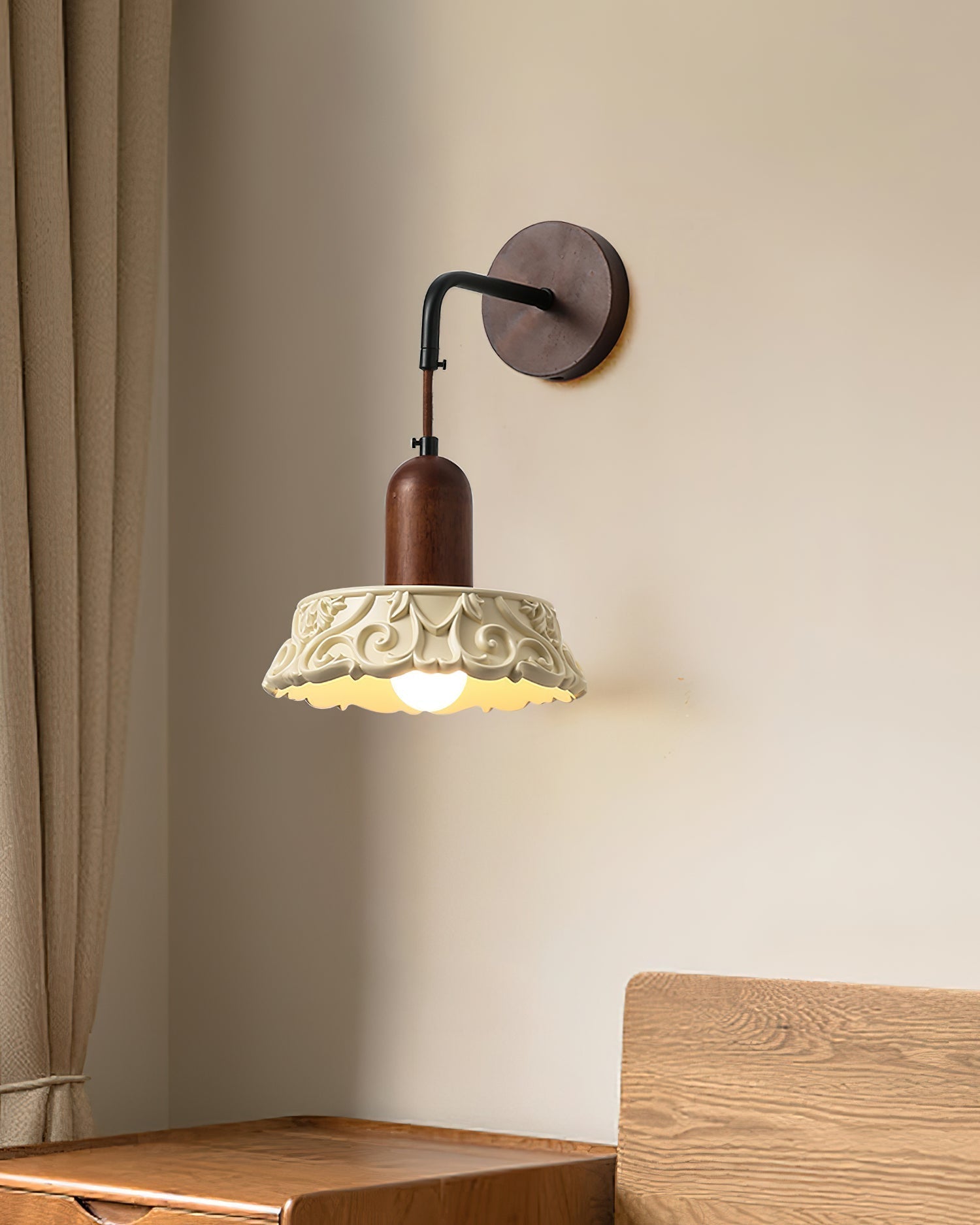 Margan Vintage Holz Wandleuchte-Letslighting