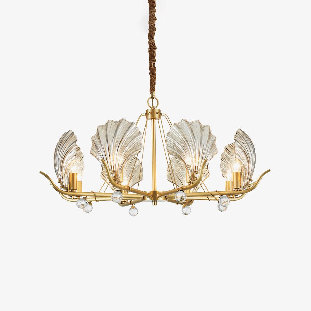 Lustra Kronleuchter Muschel Kristall Blatt Kupfer-Letslighting