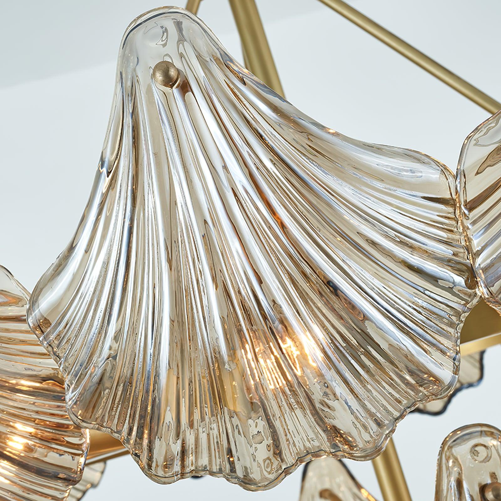 Lustra Kronleuchter Muschel Kristall Blatt Kupfer-Letslighting