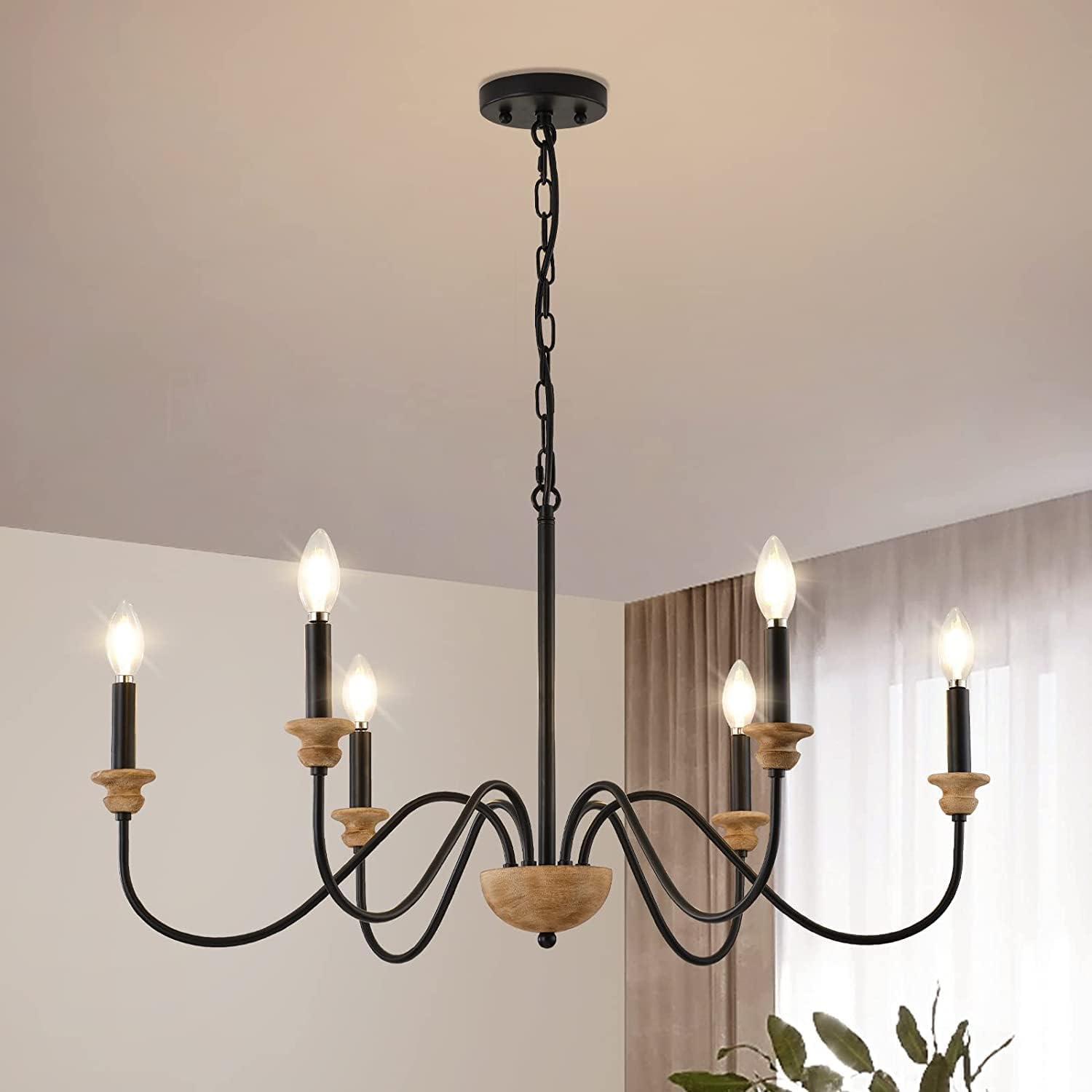 Zalaeira Traditioneller Industrieller Vintage-Kronleuchter aus Holz-Letslighting